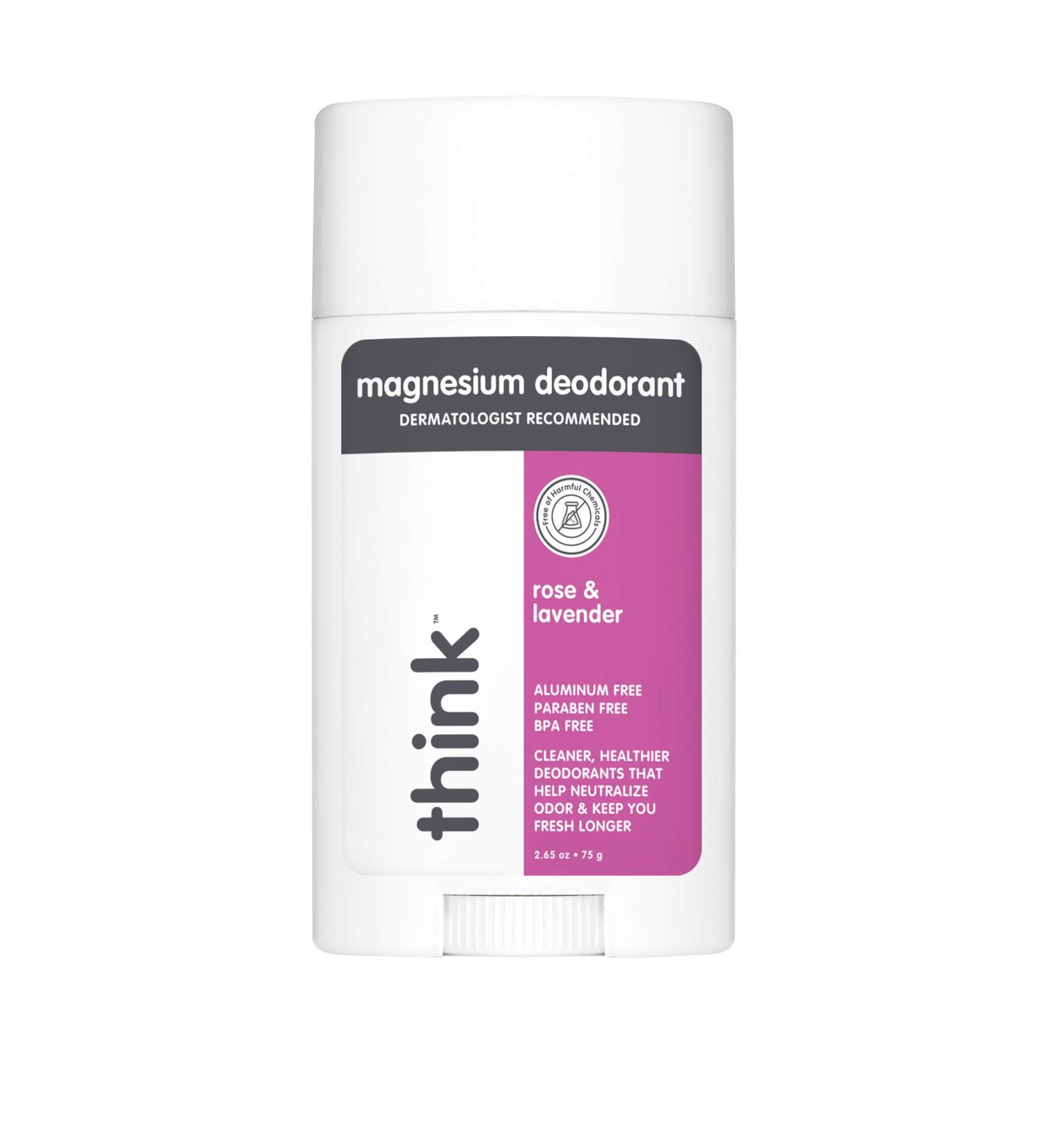 Think Magnesium Deodorant - Rose & Lavender 2.65 oz | Natural, Aluminum-Free, Long-Lasting Freshness - Buy Online on GoSupps.com