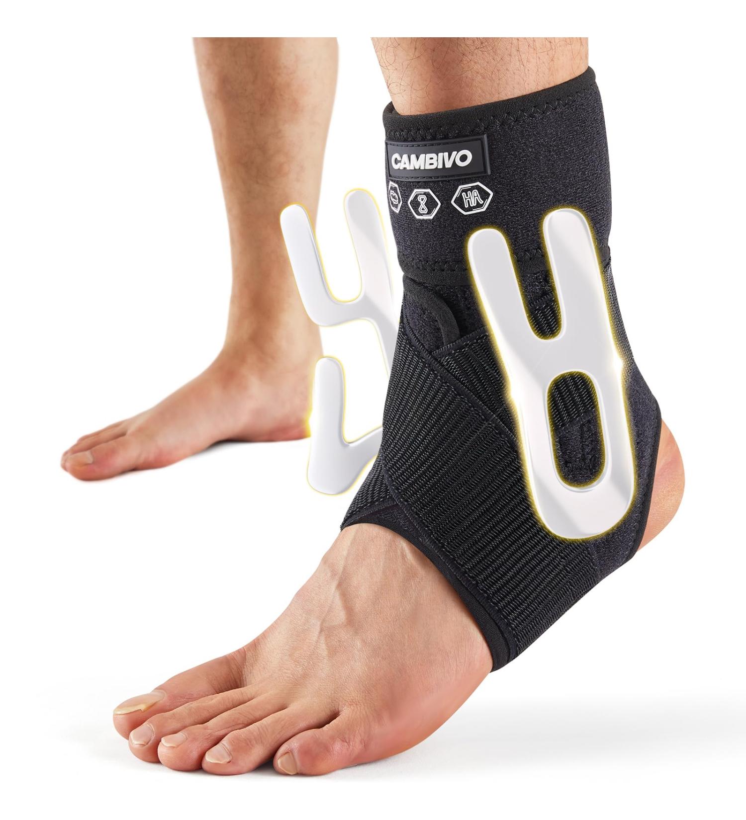 CAMBIVO Adjustable Ankle Brace for Sprains & Injury Recovery - Compression Strap Stabilizer for Men & Women (Large - Left Foot Black - Buy Online on GoSupps.com