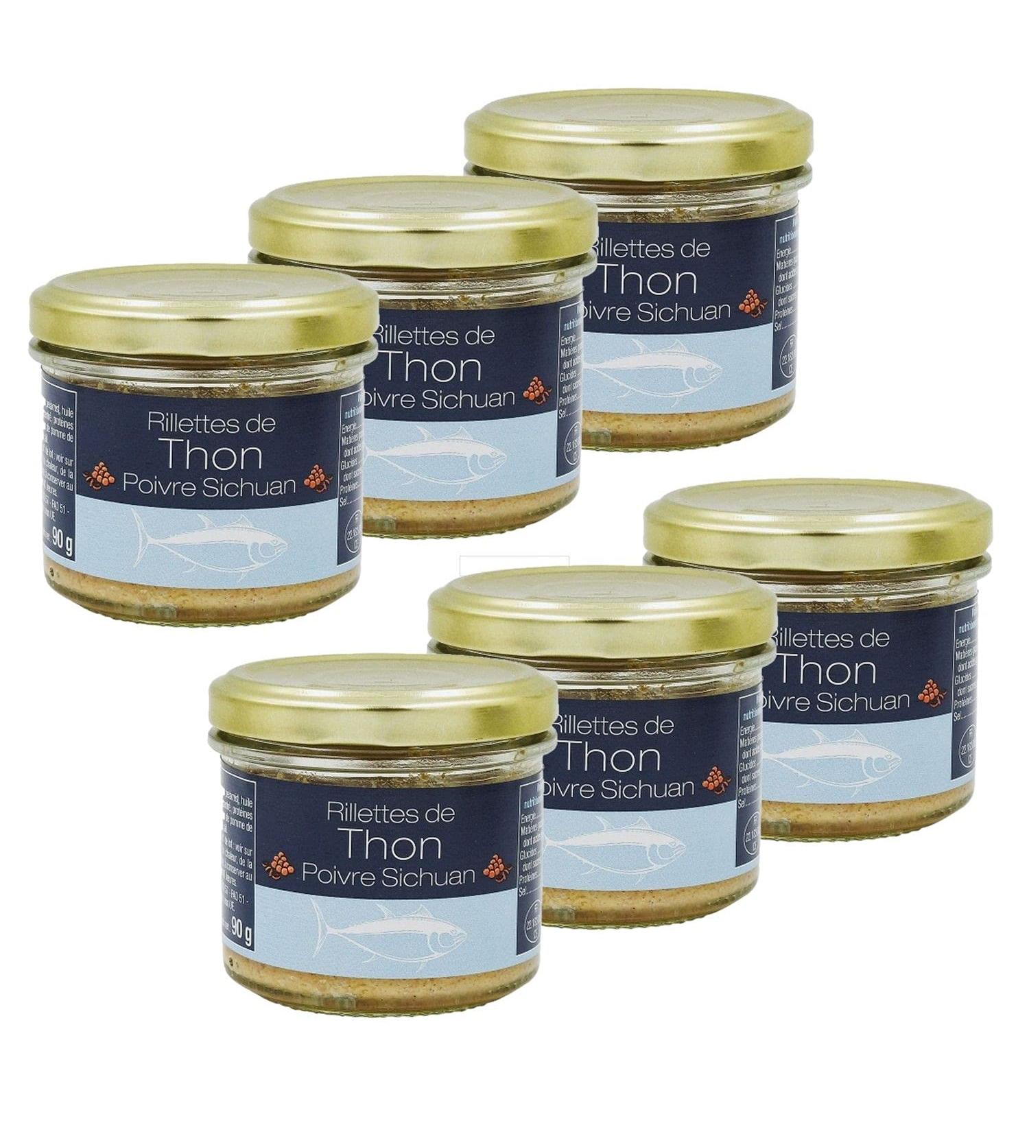 Lot 6x Tuna rillettes with Sichuan pepper - 90g jar - Buy Online on GoSupps.com