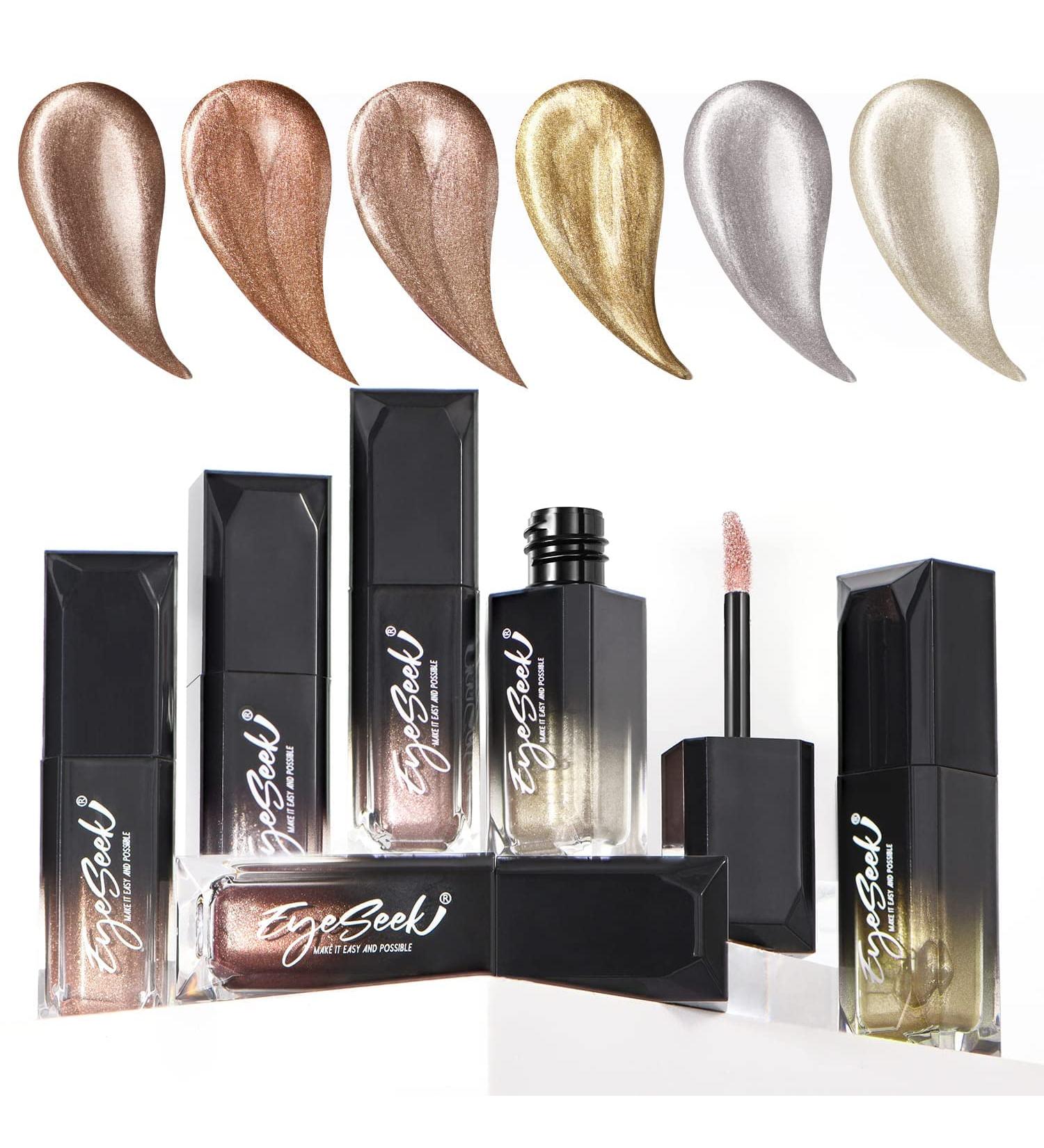 6PCS EYESEEK Metallic Liquid Glitter Eyeshadow Set - Cream Gel Shimmer Eye Makeup Kit in Metallic Brown - Buy Online on GoSupps.com