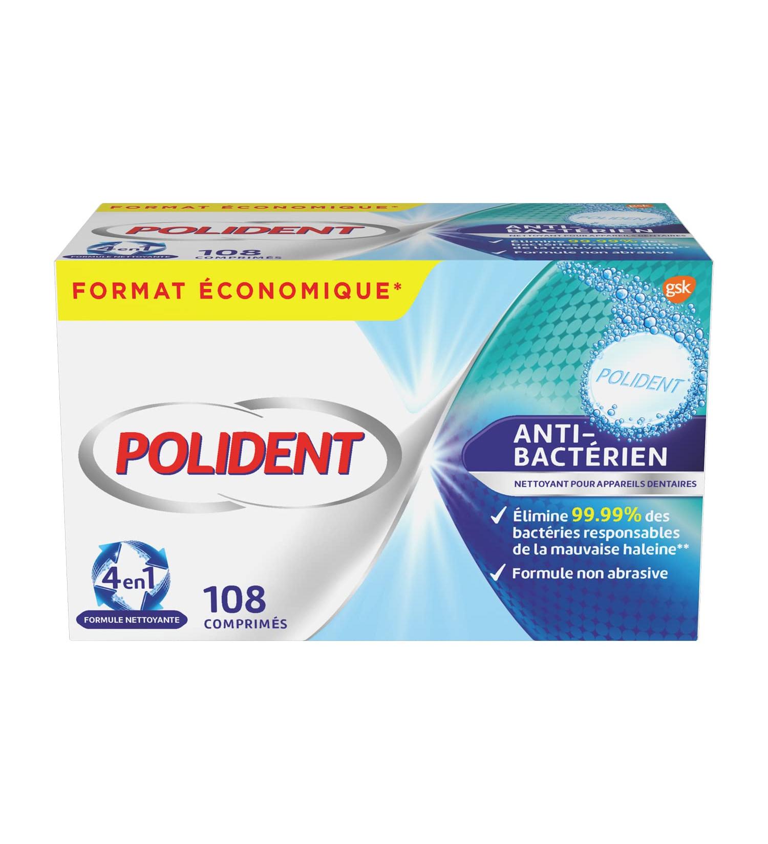 Polident Nettoyant Pour Proth ses Dentaires Partielles ou Compl tes Policent Antibact rien 108 Comprim s - Buy Online on GoSupps.com