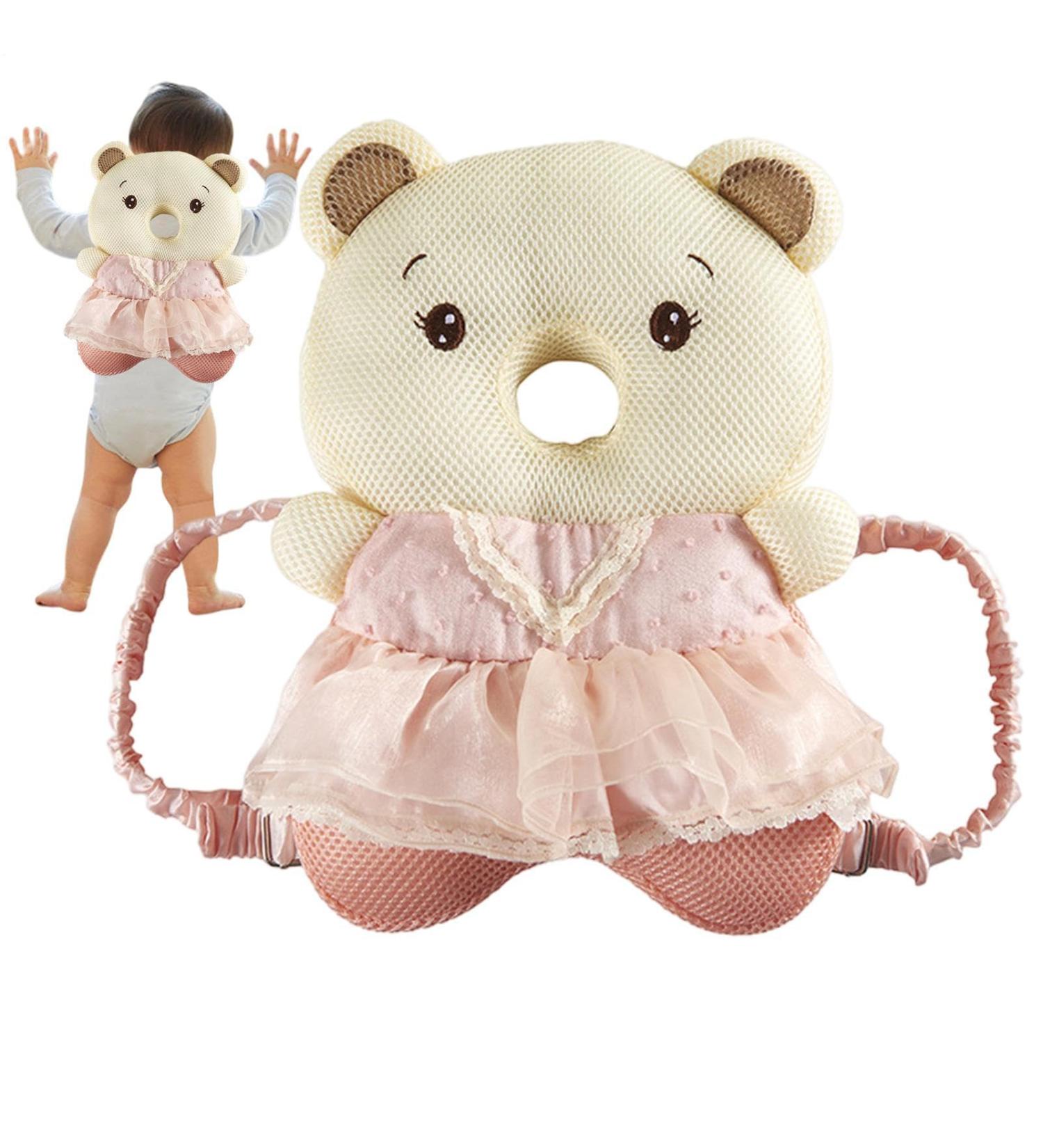 Oreiller de protection de la t te de b b - Coussin de s curit pour enfant doux support de sangle r glable | Coussin absorbant les chocs l ger pour les tout-petits apprenant marcher pro Mimi Bear BB Anti-fall Pillow-Orange Pink - Buy Online on GoSupps.com