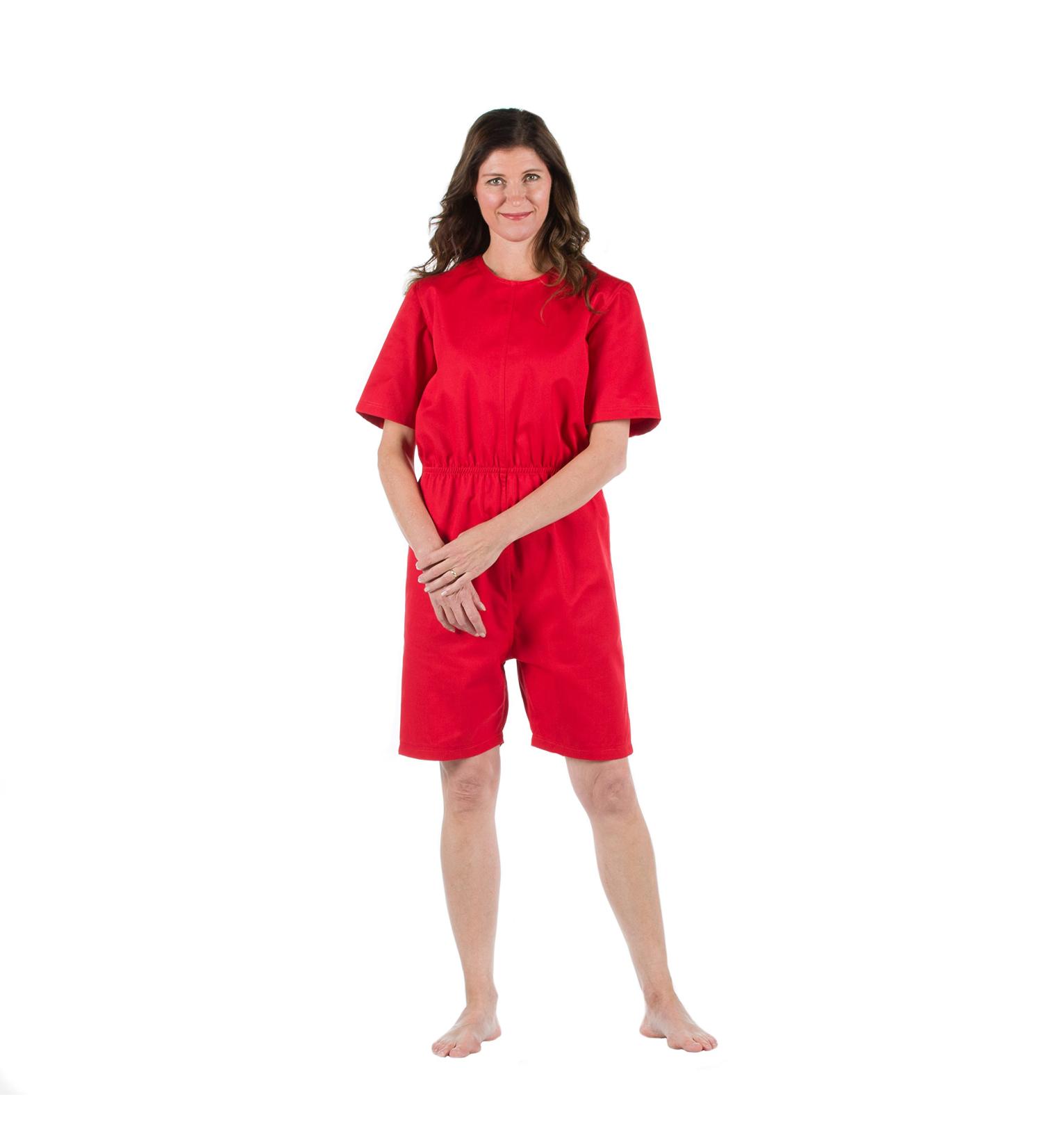 4Care Tear-Resistant Care Bodysuit for Women & Men - Short Arm/Short Leg XS Light Red with Safety Zipper - Buy Online on GoSupps.com