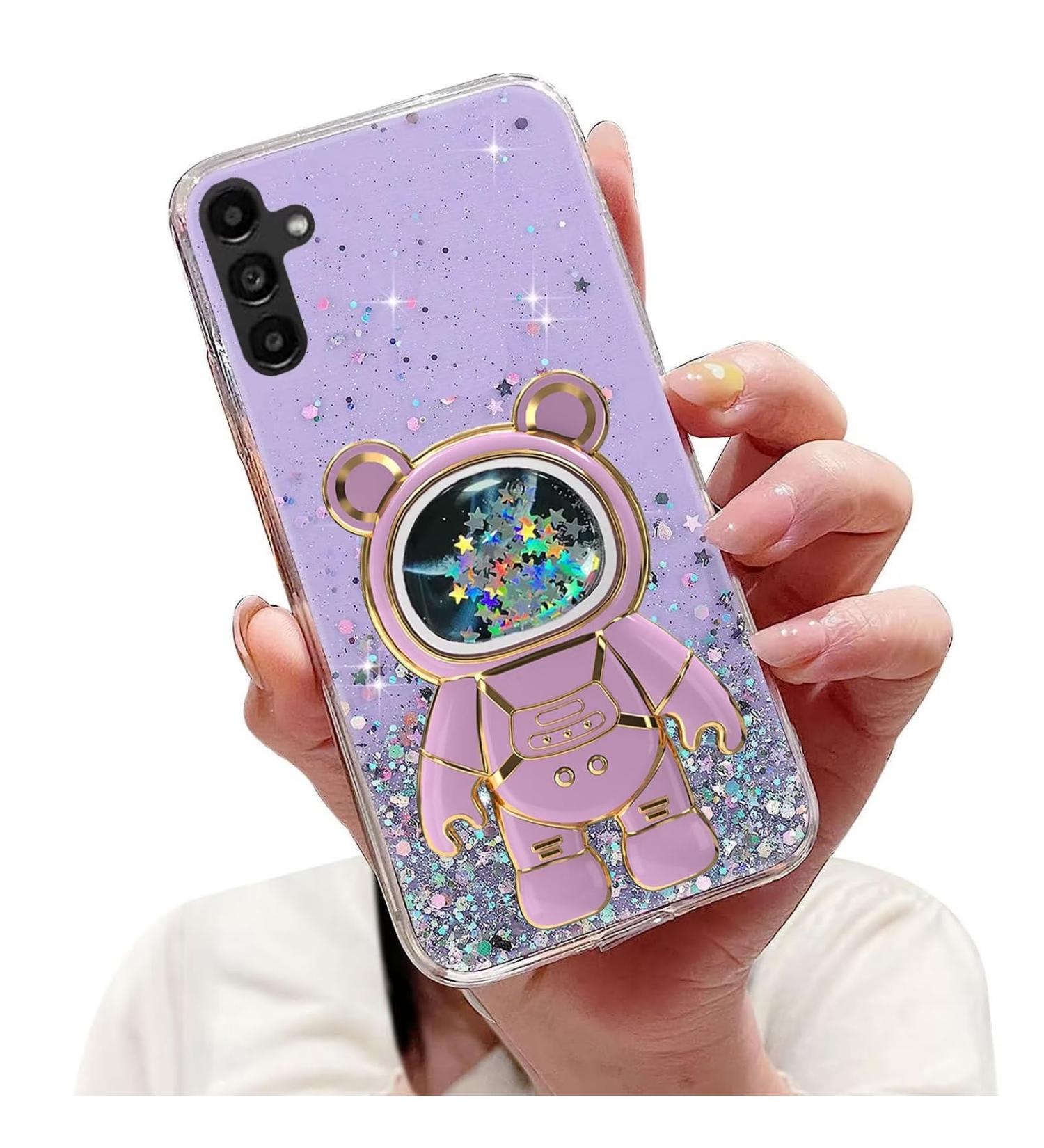 Tivenfezk Nadoli Case for Samsung Galaxy A24/A25 5G - Glitter Astronaut Hidden Stand Shell Soft Silicone Bling - Purple Caricature Design - Buy Online on GoSupps.com