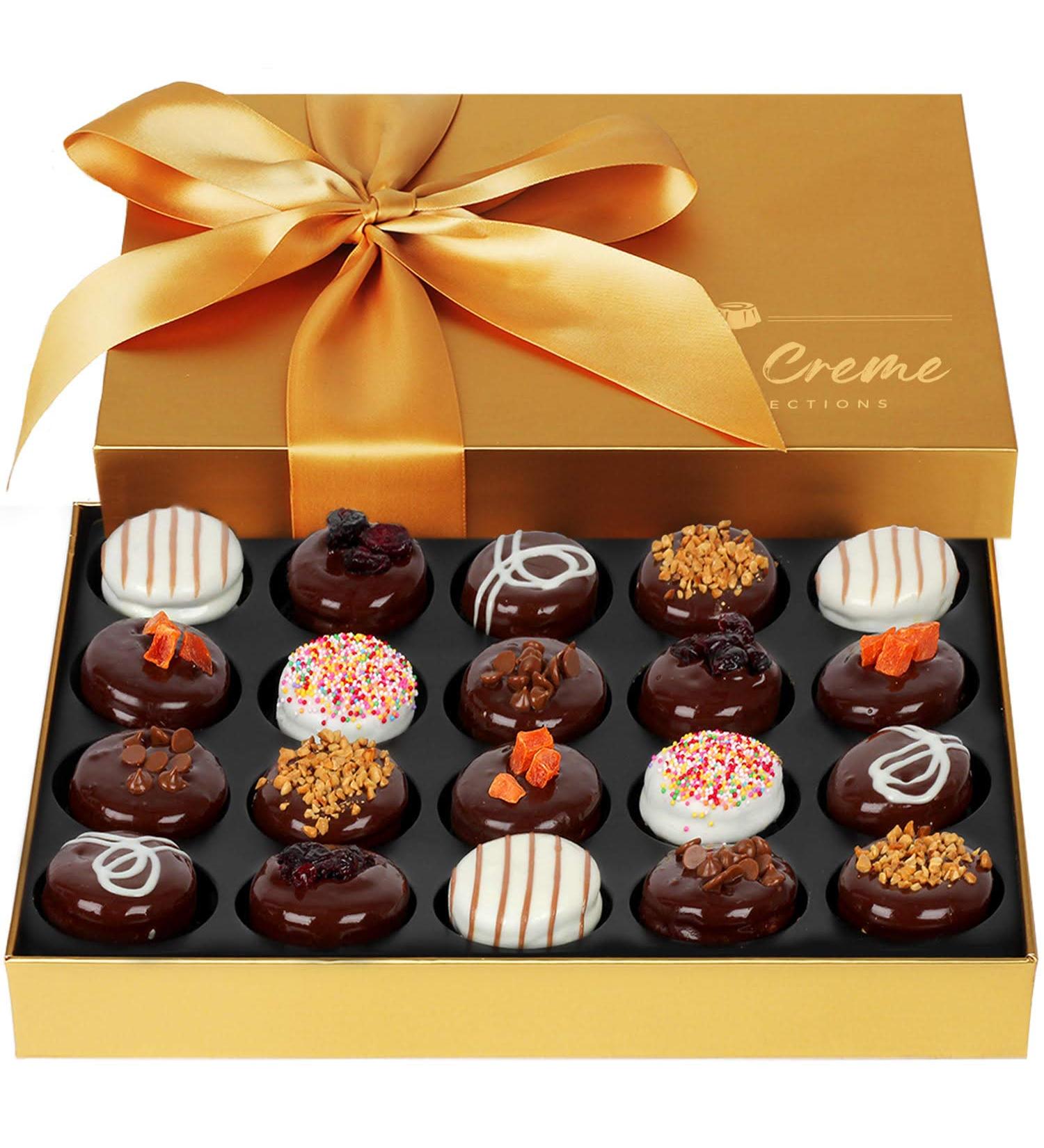 Hazel & Creme Gold Cookie Gift Box - 20 Chocolate Assortment - Gourmet Food Gift for Mothers Day, Birthdays, Anniversary, Corporate, Holidays - Buy Online on GoSupps.com