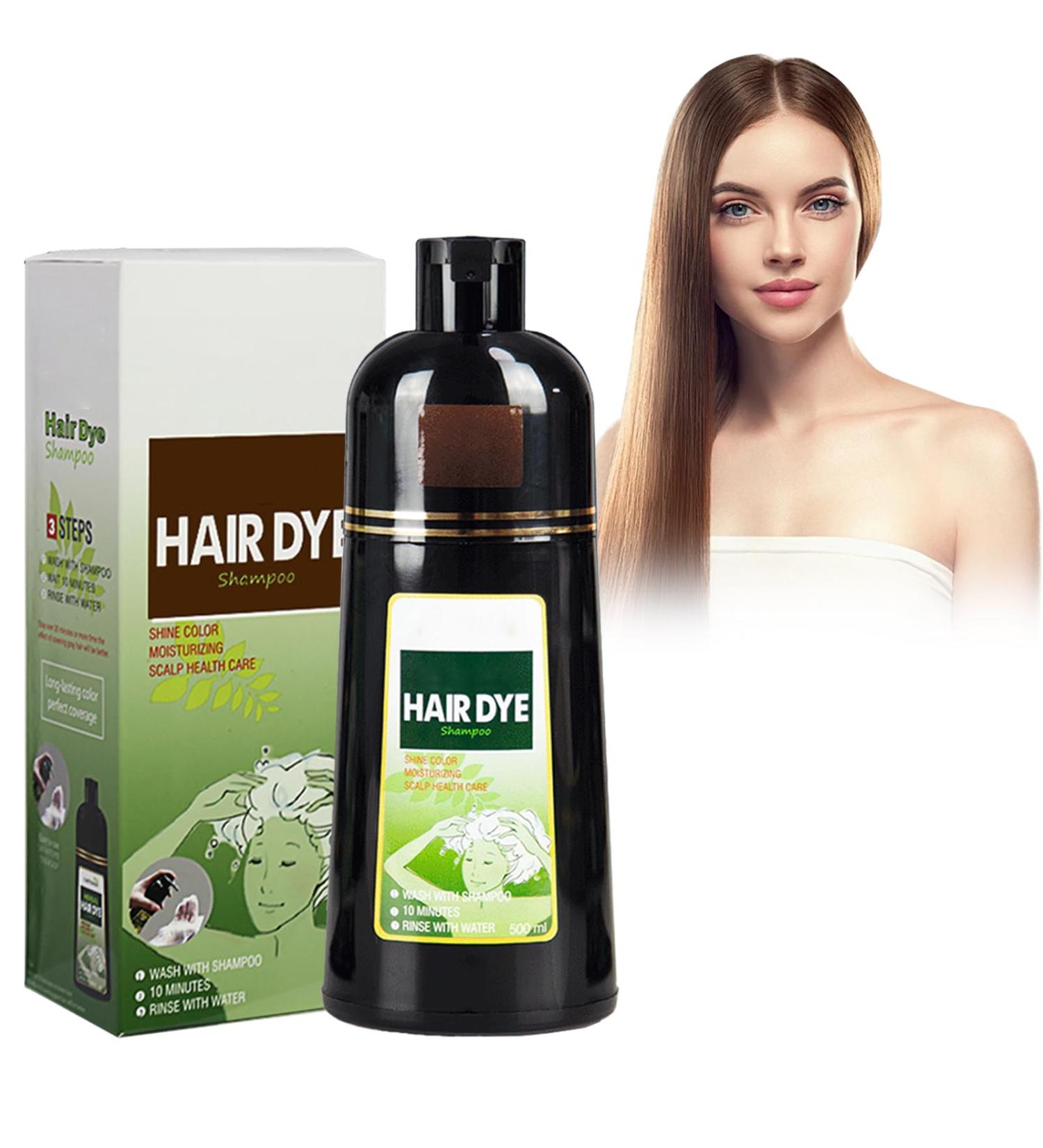Hair color shampoo 500 ml instant shampoo for brown hair herbal shampoo gray hair shampoo for men and women brown shampoo - Buy Online on GoSupps.com