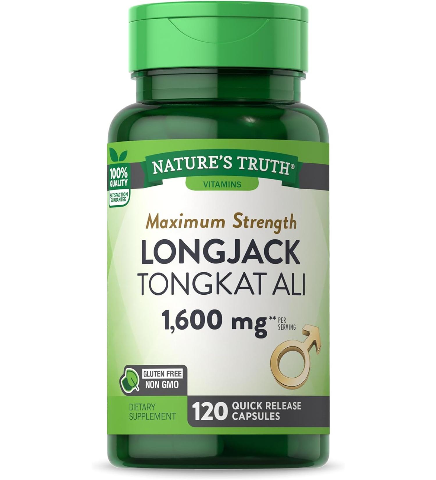 Longjack Tongkat Ali 1600mg - Natural Boost for Energy & Stamina - 120 Capsules - Buy Online on GoSupps.com