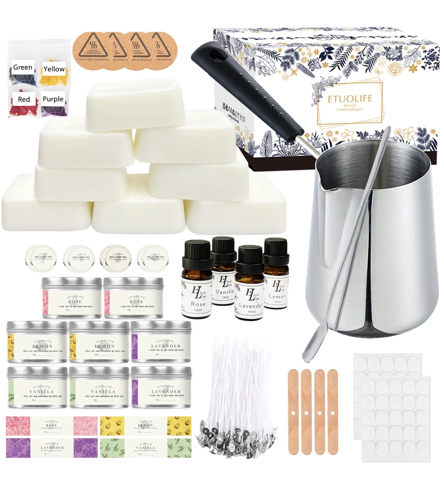 Candle Making Kit for Adults and Kids - Soy Wax, Fragrance Oils, Wicks, Dyes, Jars, Melting Pot - DIY Starter Scented Candle Making Craft Kit - Buy Online on GoSupps.com