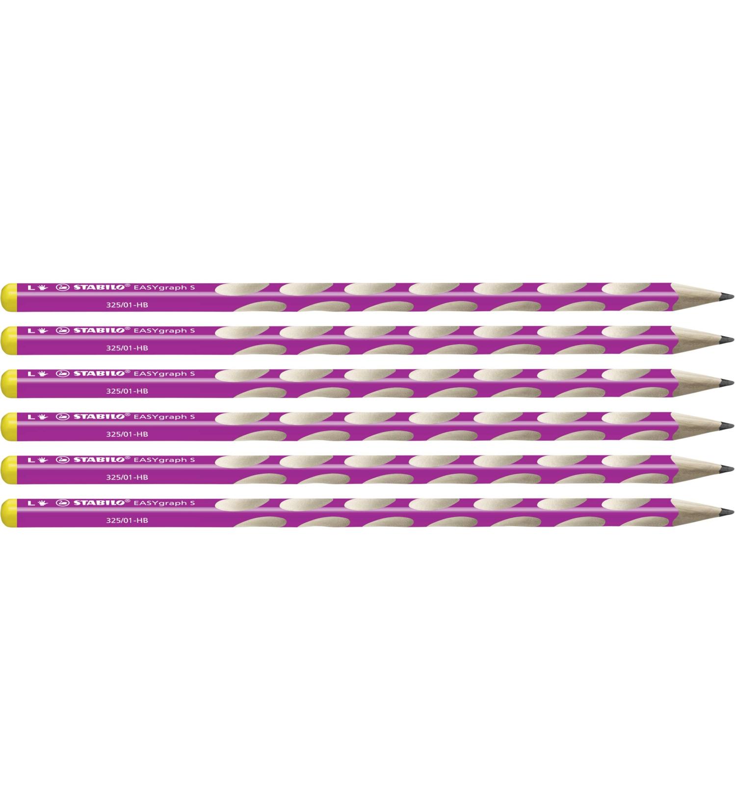 STABILO EASYgraph S Slim Triangular Pencil for Left-Handers - Pack of 6 - Pink HB Graphite Grey | International Shipping - Buy Online on GoSupps.com