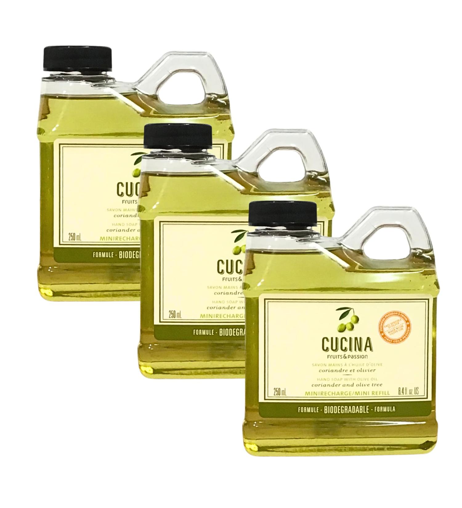 Cucina Fruits & Passion Travel Mini Hand Soap Refill 3-Pack - Purifying Moisturizing & Gentle Liquid Soap Coriander and Olive Tree 8.4 fl oz Each - Buy Online on GoSupps.com
