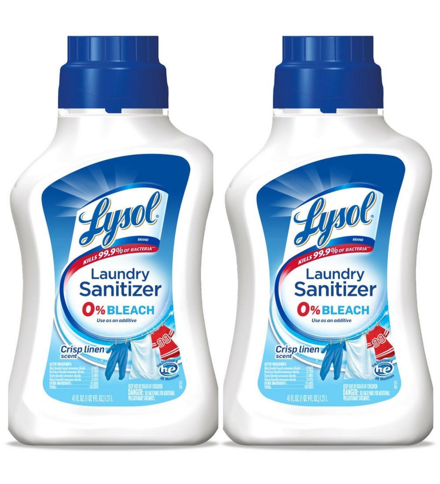 Lysol Laundry Sanitizer Additive, 0% Bleach, Crisp Linen Scent, 41 oz (Pack of 2) - Clean and Fresh Laundry Solution - Buy Online on GoSupps.com
