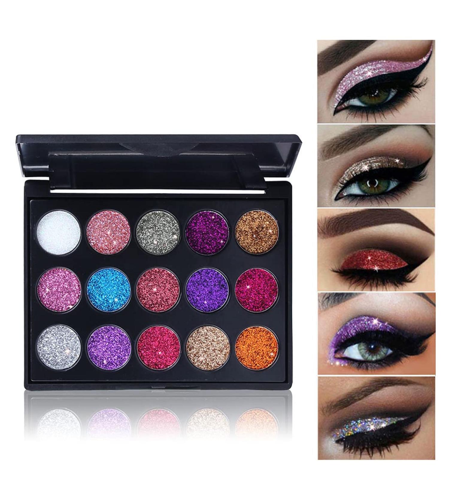 ETEDES Glitter Eyeshadow Palette - 15 Color Set, Shimmer Matte Professional Makeup for Long Lasting Waterproof Eye Shadow - Buy Online on GoSupps.com