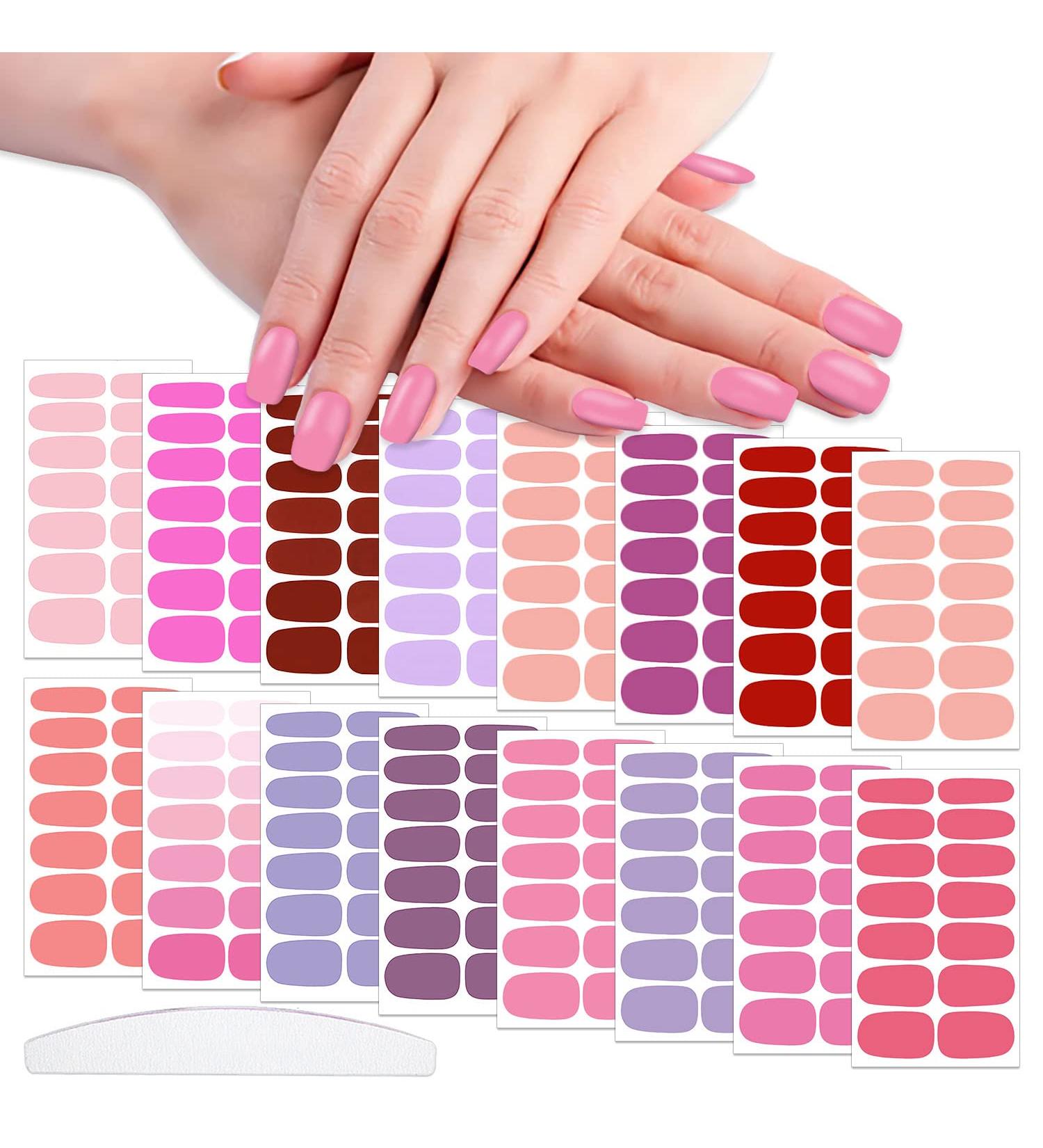 WOKOTO 16 Sheets Pink Solid Nail Polish Strips - Full Nail Wraps for Women - Nail Art Stickers for Girls - Gel Nail Decals for Nail Art - Buy Online on GoSupps.com