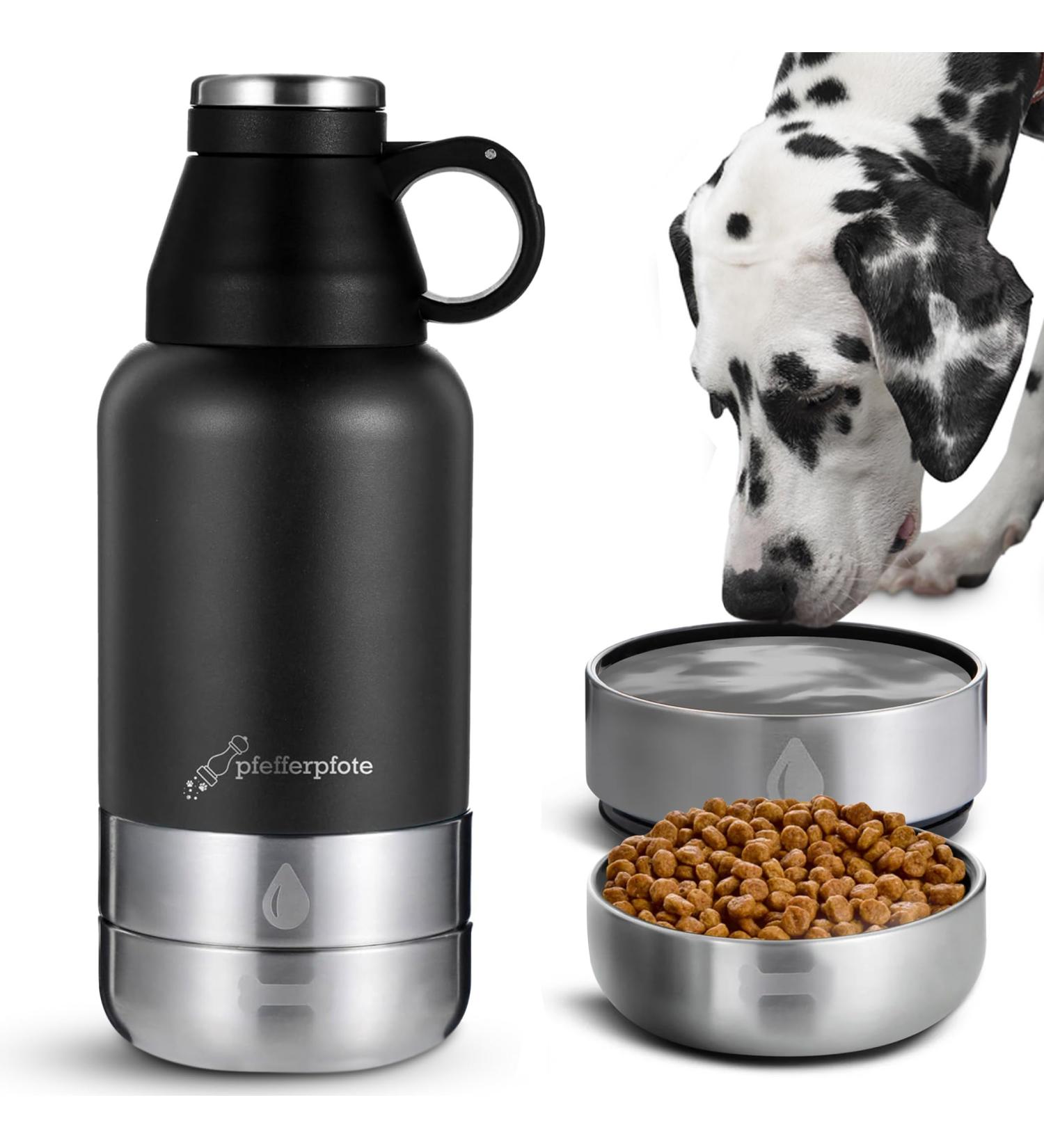 Pfefferpfote Premium Dog Drinking Bottle | 1L BPA-Free Thermos for Travel & Camping | Portable Outdoor Dog Water Bottle with Carrying Bag - Buy Online on GoSupps.com