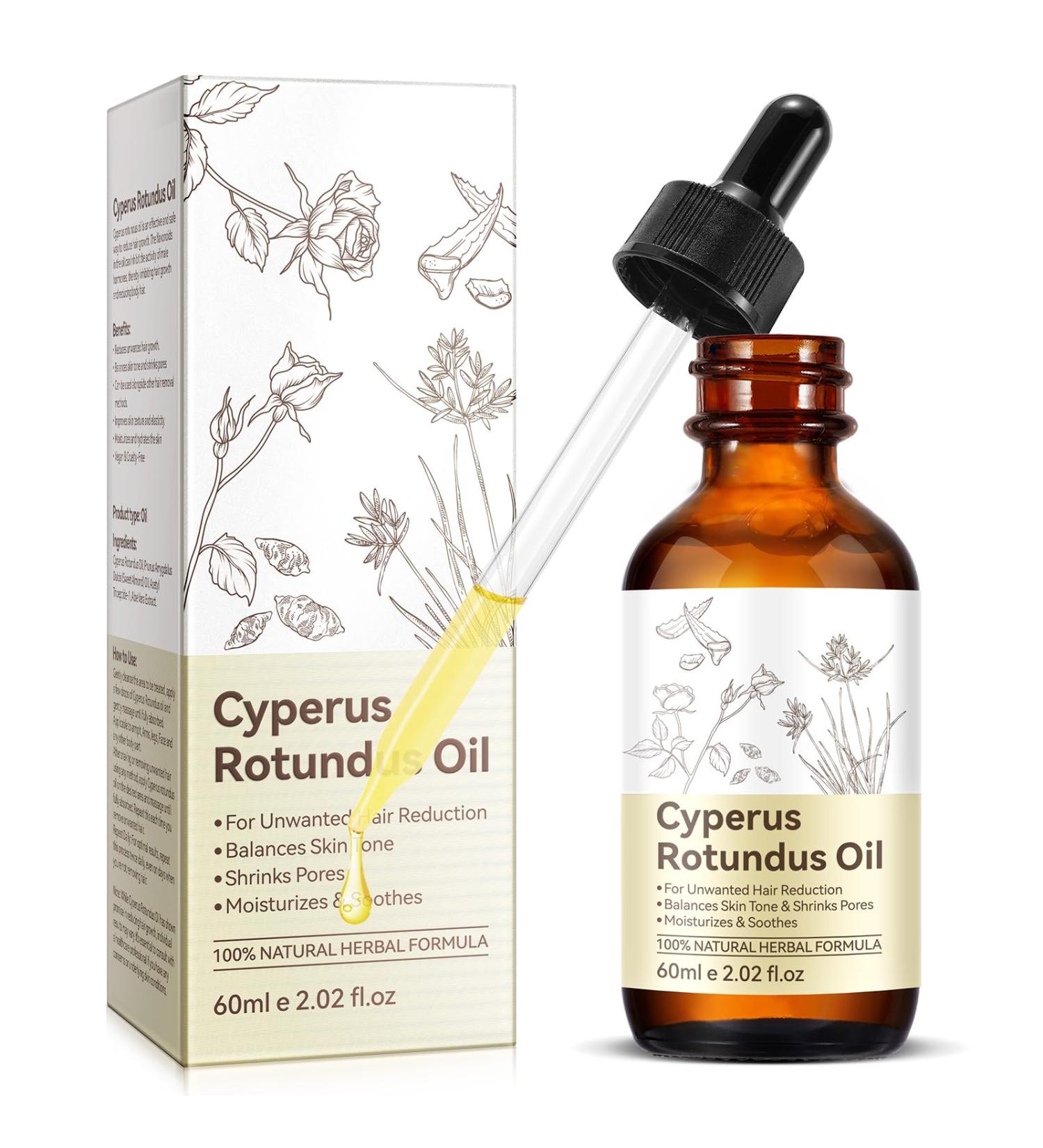AIKUWWOIRQIA Cyperus Rotundus oil for hair removal 100 pure natural hair growth inhibitor for face and body soothing after shaving pore reducer and skin moisture 60 ml - Buy Online on GoSupps.com