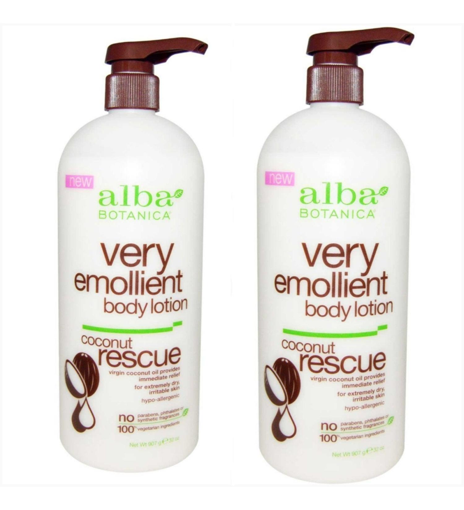 Alba Botanica Very Emollient Body Lotion Coconut Rescue 32oz 2 Pack