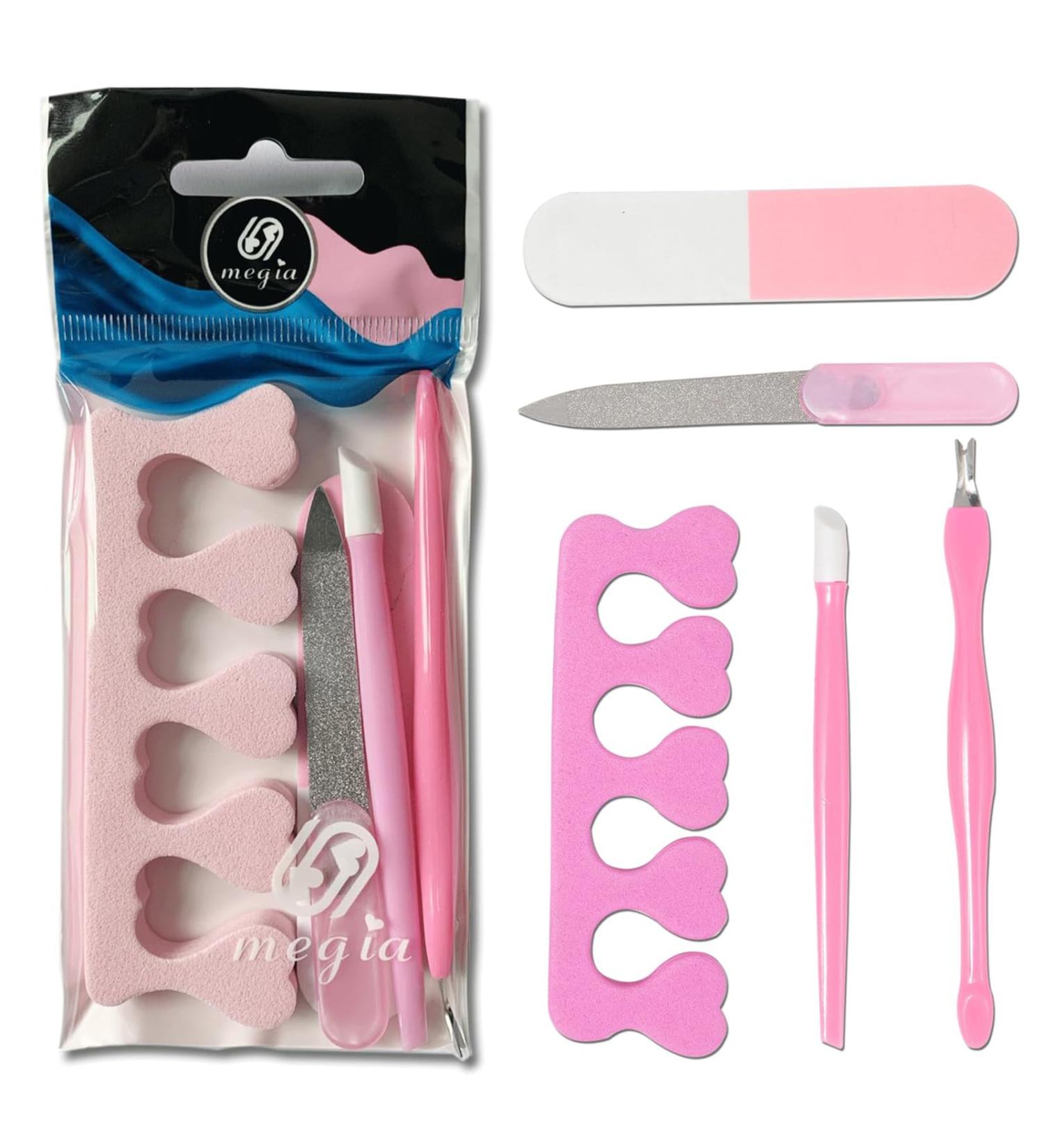 Tadipri 5-Piece Nail File Set Double-Sided Nail File Nail Brush Manicure & Pedicure Set Manicure and Pedicure