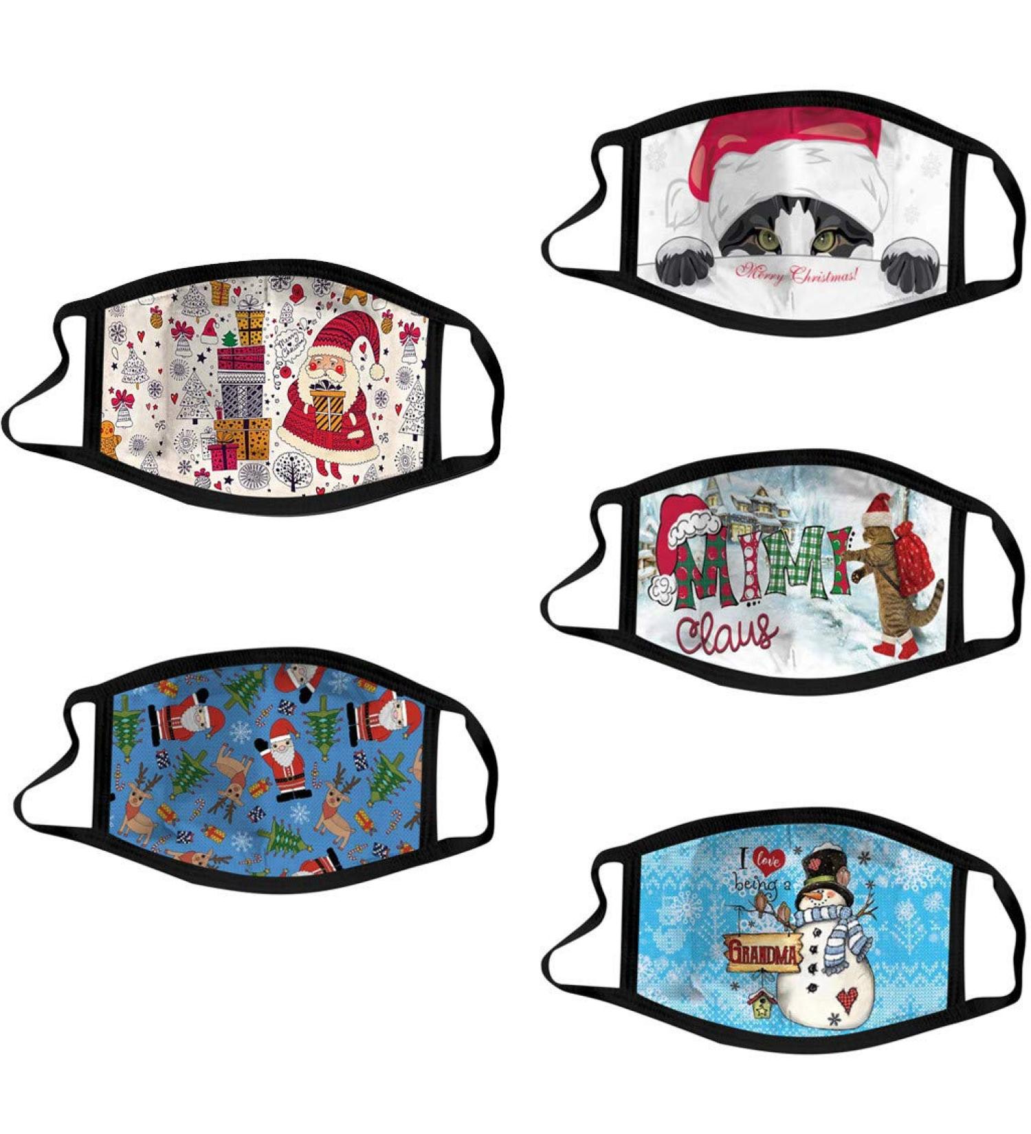 Riou 5-Piece Christmas Washable Bandana Neck Gaiter - Comfortable & Breathable Mouth and Nose Protection for Men & Women - Buy Online on GoSupps.com