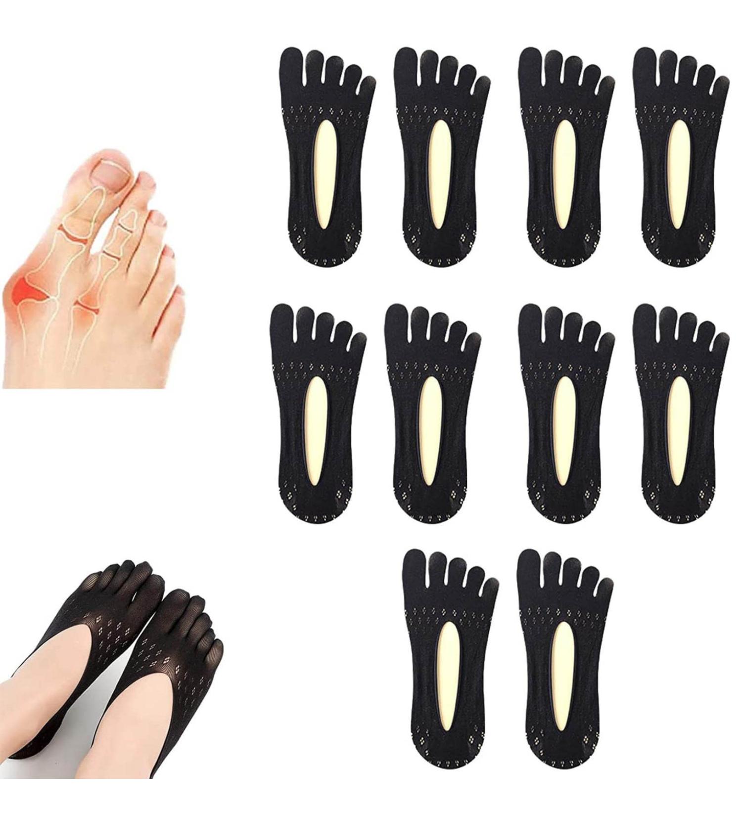 Orthoes Bunion Relief Socks - Split Toe Orthopedic Compression Bunions Socks (Black, 10 Pairs) - Buy Online on GoSupps.com