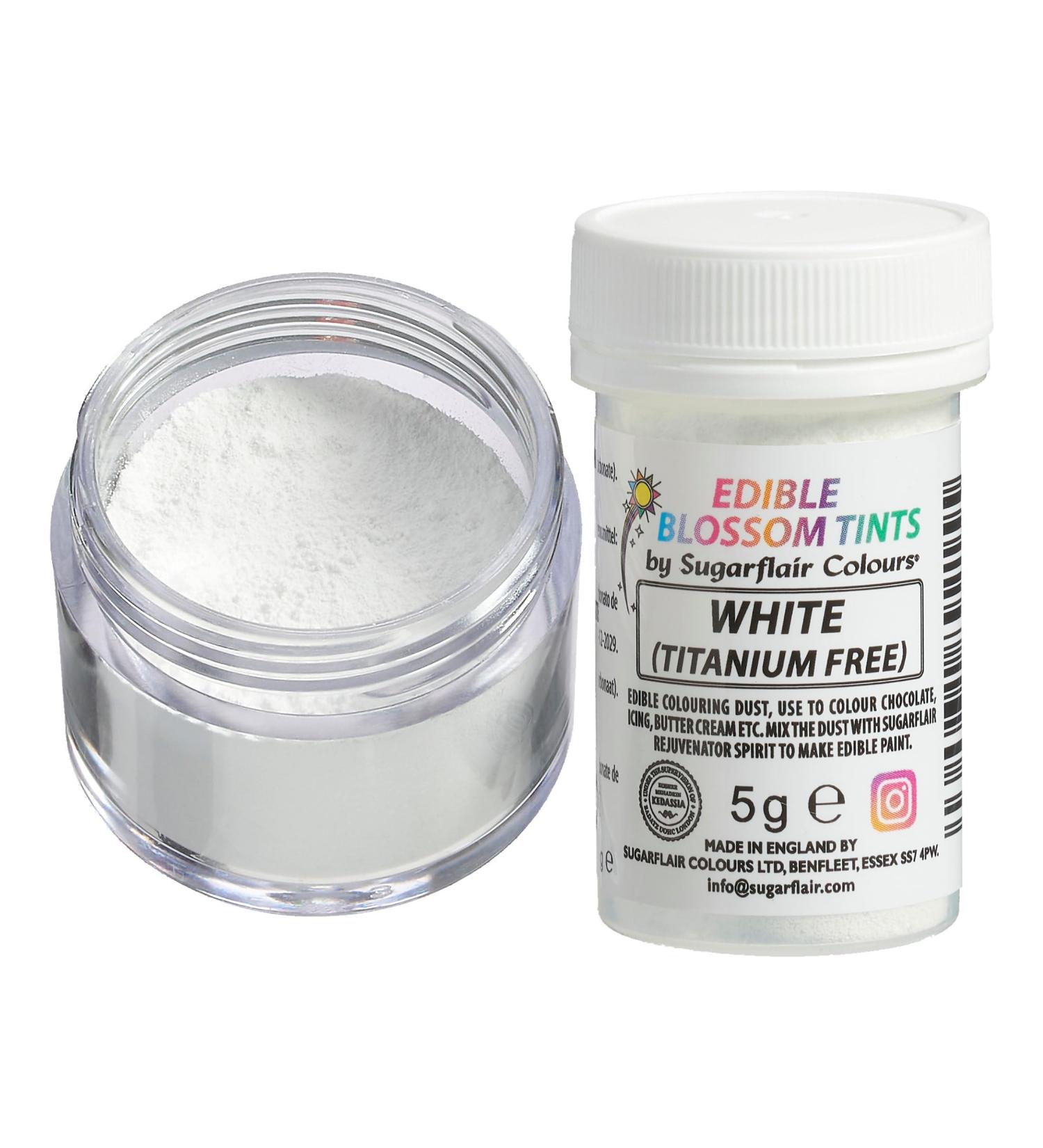 Sugarflair White (E171 Free) Food Colouring Powder Dust Use on Cake Surfaces Decorations or Colour Sugarpaste Fondant Icing Chocolate Buttercream Royal Icing Macarons and More! - 5g