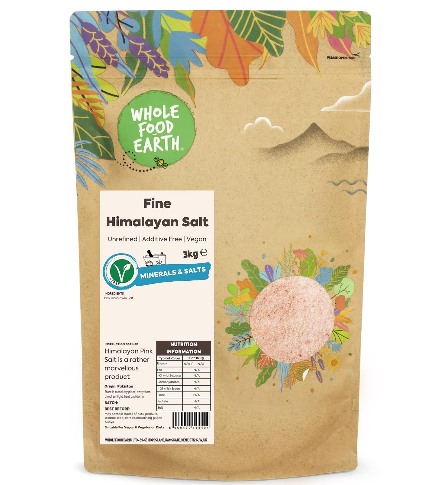 Wholefood Earth Himalayan Rose Pink Salt - 3kg | Pure & Fine Quality - Buy Online on GoSupps.com