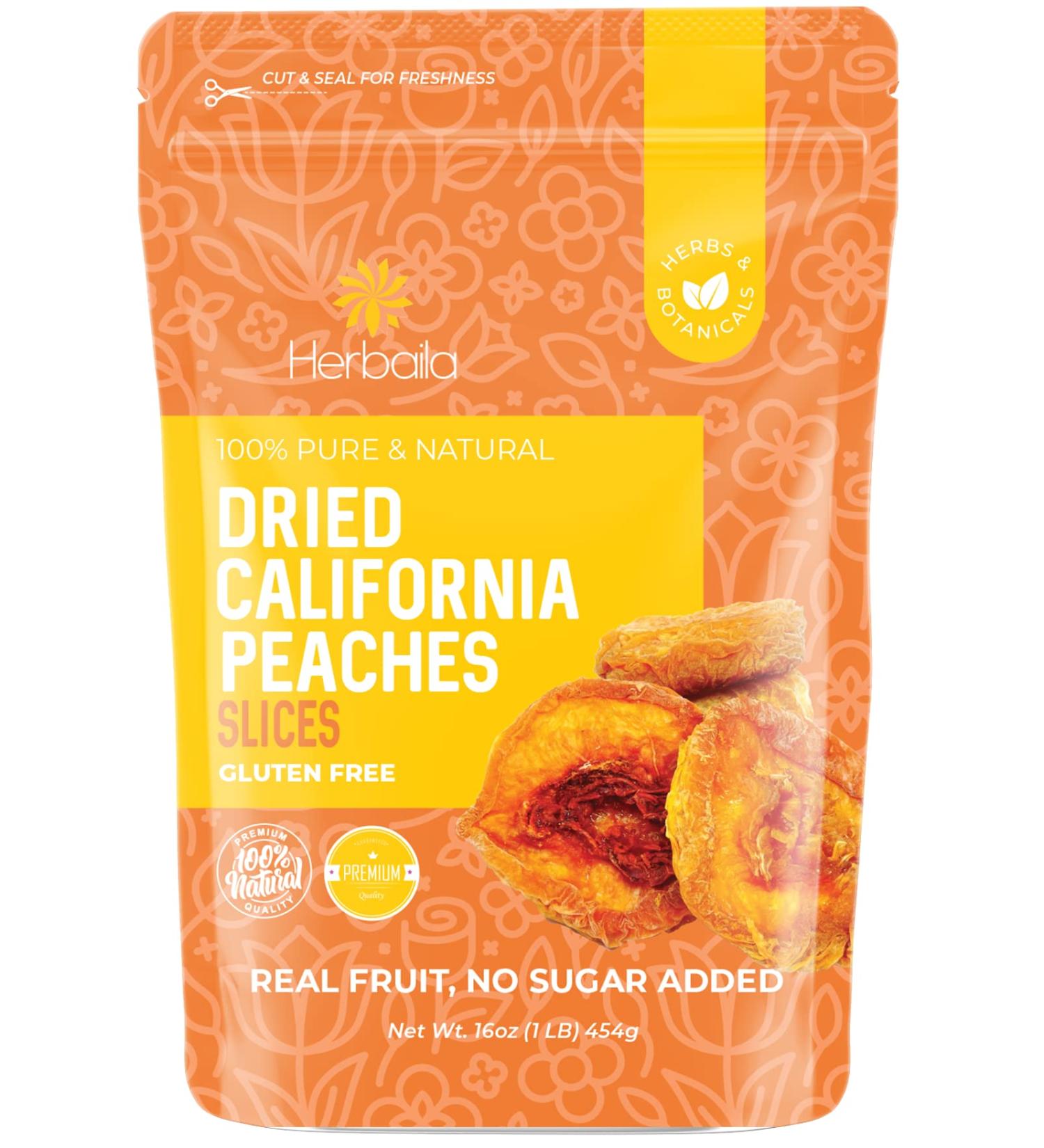 Dried Peaches 1lb - Unsweetened, Extra Fancy California Grown, Non-GMO 16oz - Buy Online on GoSupps.com