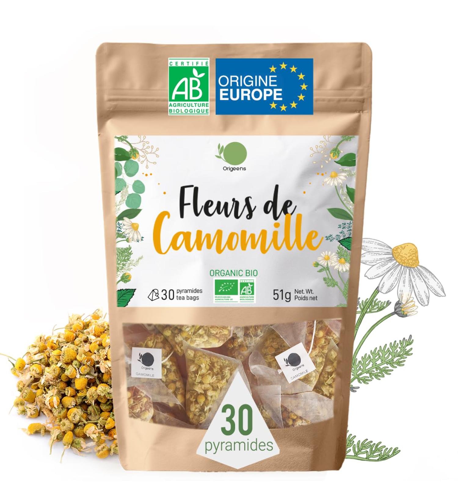  Origeens ORIGEENS ORGANIC CAMOMILE INFUSION Origin Europe 30 pyramids | Bulk Infusion Organic Sleep and Digestion Herbal Tea | German Chamomile Flowers - Organic Wild Chamomile - Buy Online on GoSupps.com