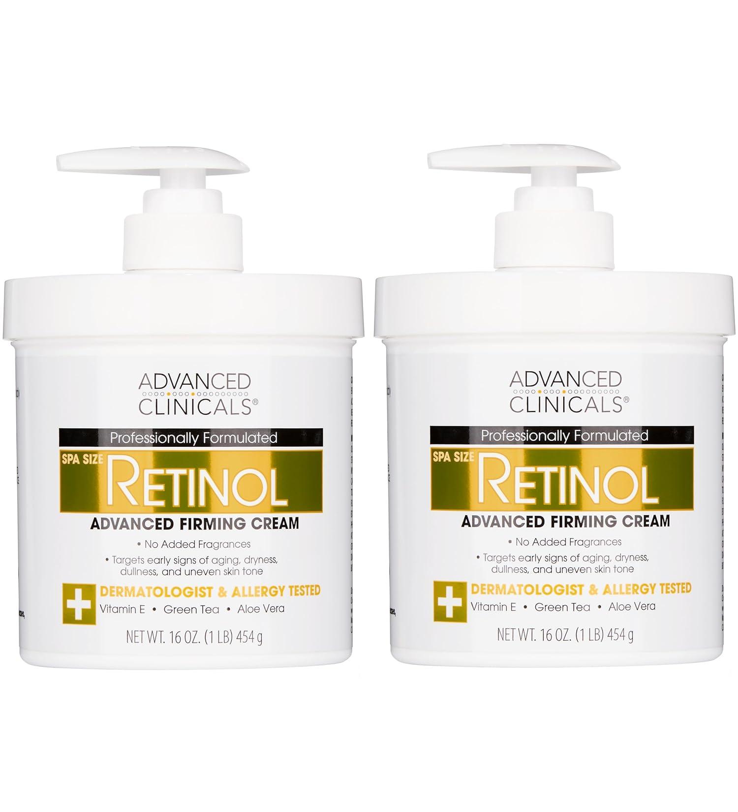 Advanced Clinicals Retinol Cream Face Moisturizer Crepey Skin Care Treatment Fragrance Free Body Lotion Targets Look Of Crepe Skin - 16 Oz - Pack Of 2 - Buy Online on GoSupps.com