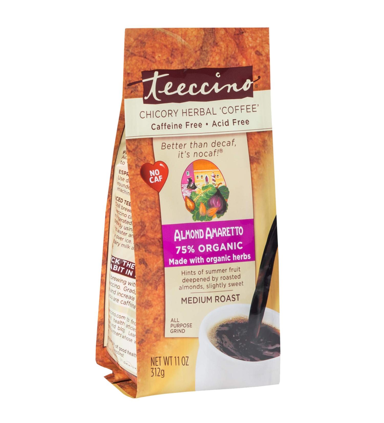 Teeccino Almond Amaretto Herbal Coffee - Medium Roast, Caffeine-Free, 11 oz (312 g) - Buy Online on GoSupps.com