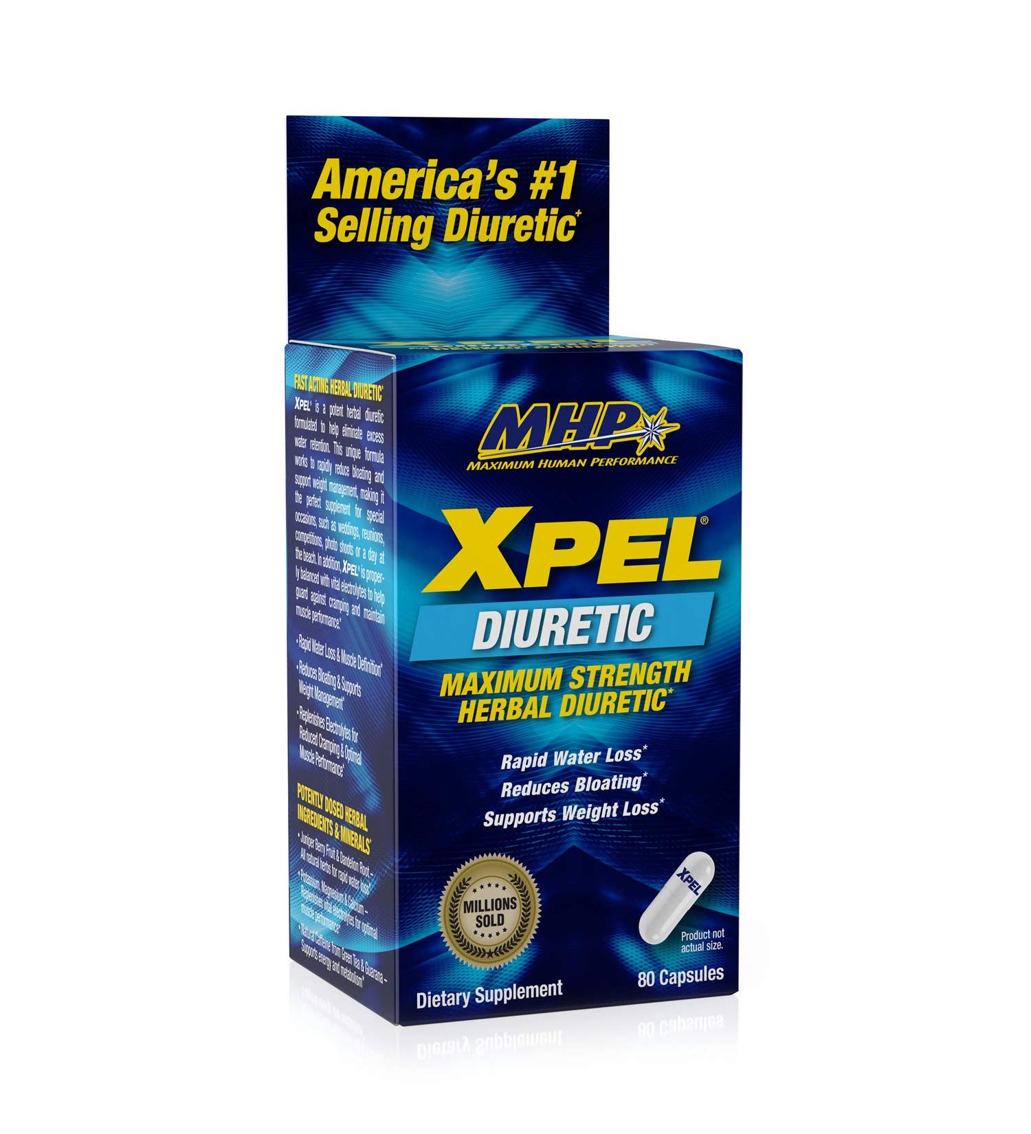 MHP Xpel Maximum Strength Diuretic Water Pills - 80 Capsules for Water Retention & Weight Loss Support - Buy Online on GoSupps.com