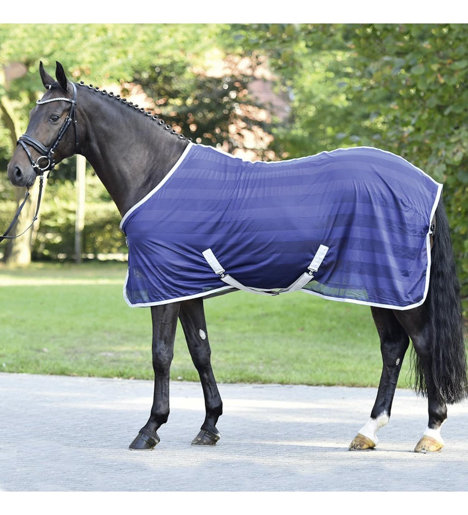 Busse Transport Fly Sheet - Stripe Navy & Silver 145 cm - Perfect for International Shipping | Premium Quality Equestrian Gear - Buy Online on GoSupps.com