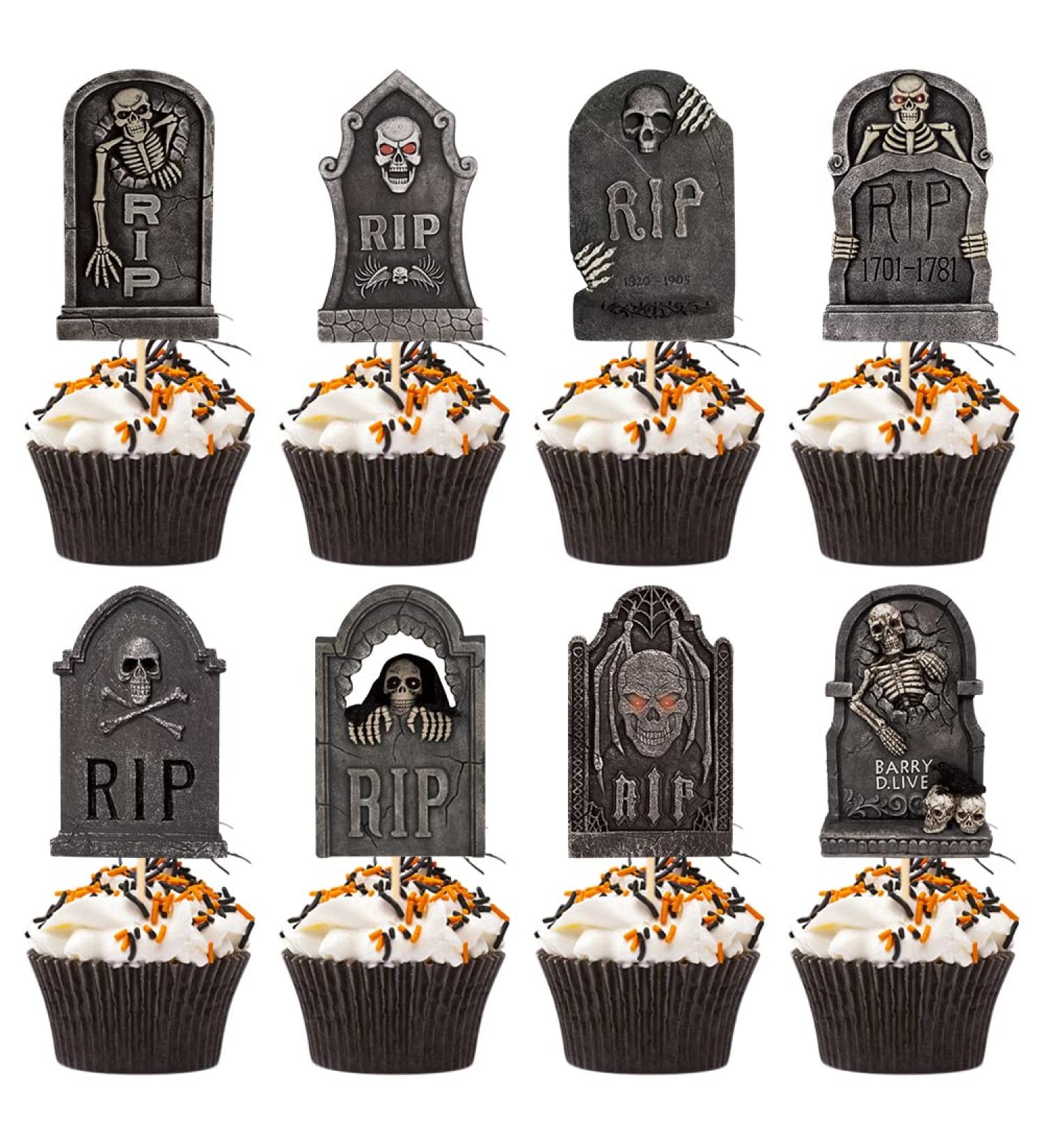 Dtzzou 24pcs Halloween Cupcake Toppers Halloween Cupcake Picks for Halloween Party Decorations Halloween Supplies - Buy Online on GoSupps.com