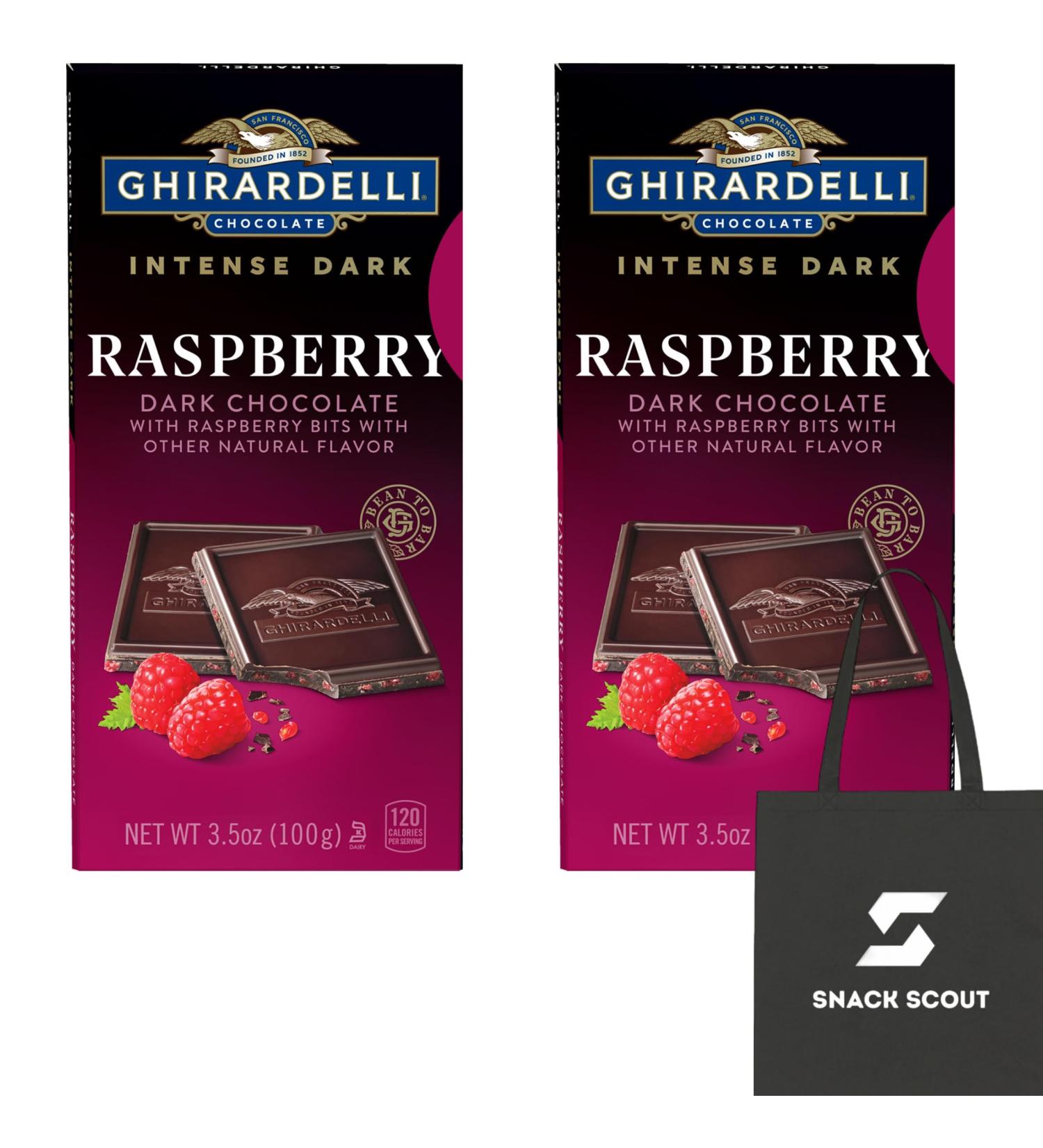 GHIRARDELLI Intense Dark Chocolate Bar Raspberry 3.5 oz (Pack of 2) Bundle With Snack Scout Lunch Bag - Buy Online on GoSupps.com