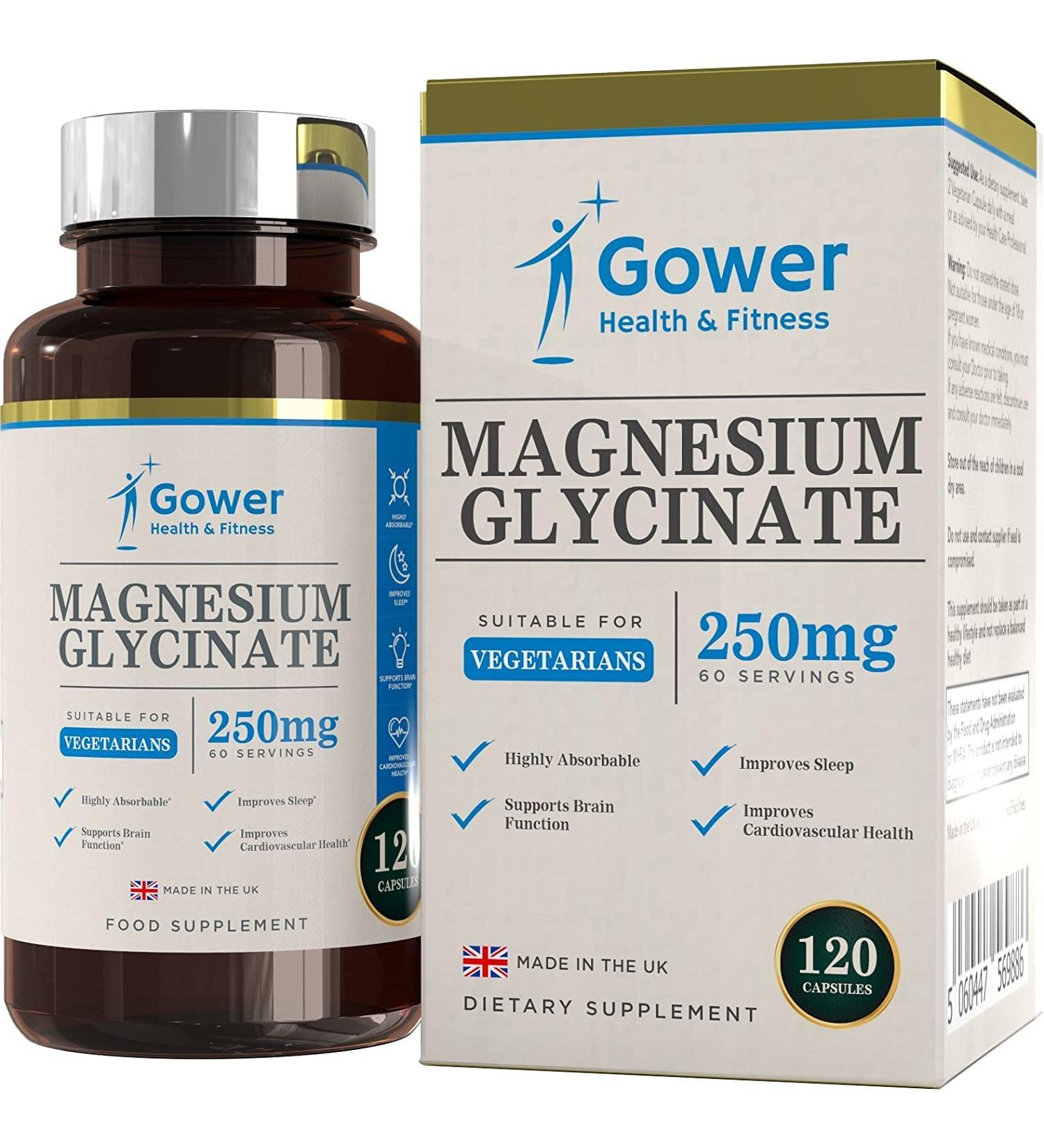 GH Magnesium Bisglycinate Supplement | 120 Magnesium Bisglycinate Capsules - 250mg Magnesium Glycinate Per Serving | Magnesium Bisglycinate | Non-GMO Gluten Free | Made in UK - Buy Online on GoSupps.com