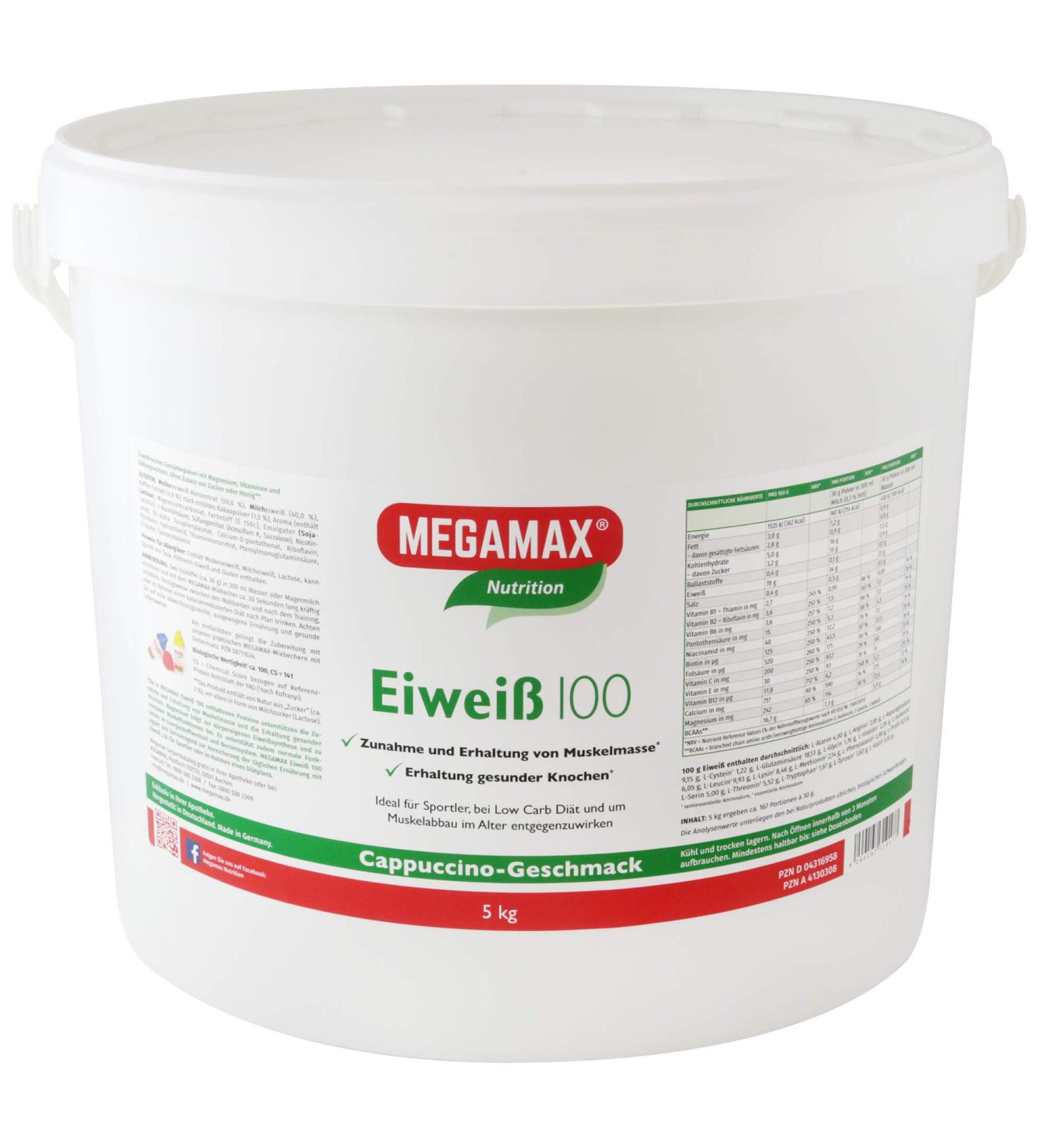 Buy Megamax Protein Cappuccino 5kg | Low Carb Protein Shake for Muscle Building | Aspartame-Free Milk & Whey Protein Powder | Ideal for Baking & Diets - Buy Online on GoSupps.com