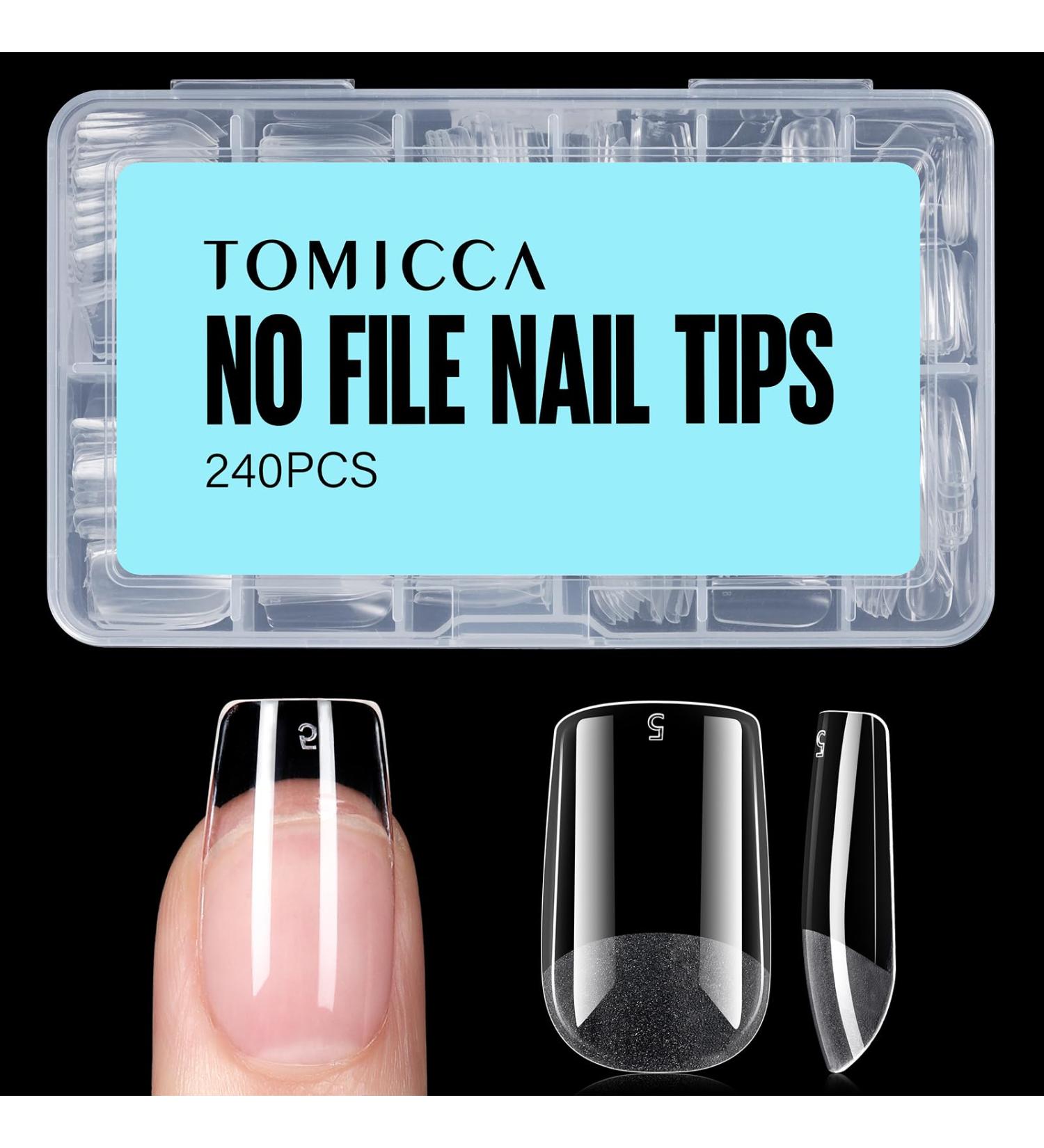Tomicca 240 Pieces Short Square Gel Nail Tips - Full Cover Artificial Nails for DIY Nail Art & Nail Studios - 15 Sizes Half Matte Tips - Buy Online on GoSupps.com