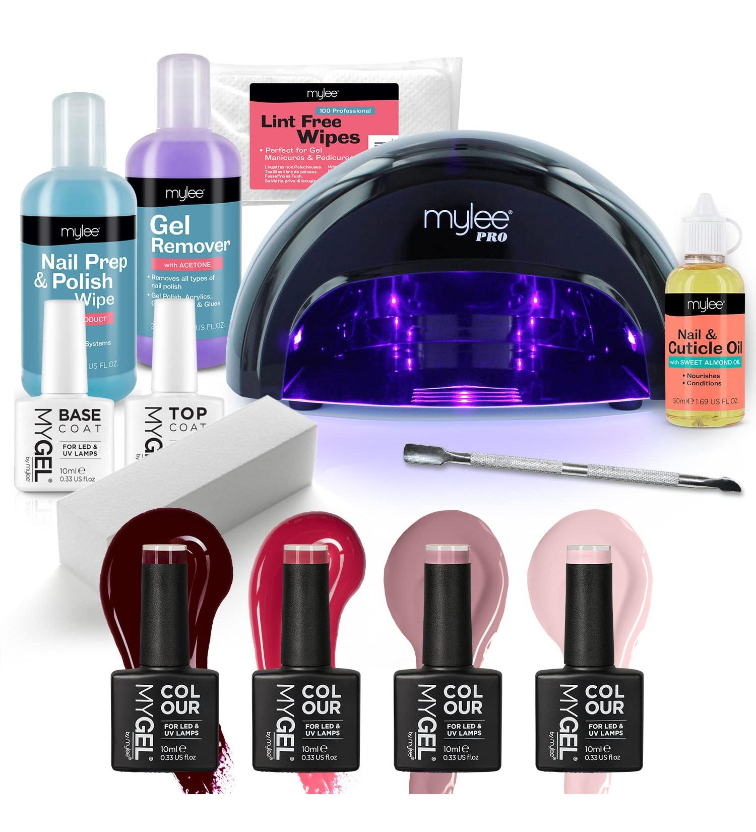 Mylee Complete Gel Nail Polish Kit with LED Lamp - 4 MyGEL Colours, Top & Base Coat, Gel Remover - Black Lamp - Buy Online on GoSupps.com