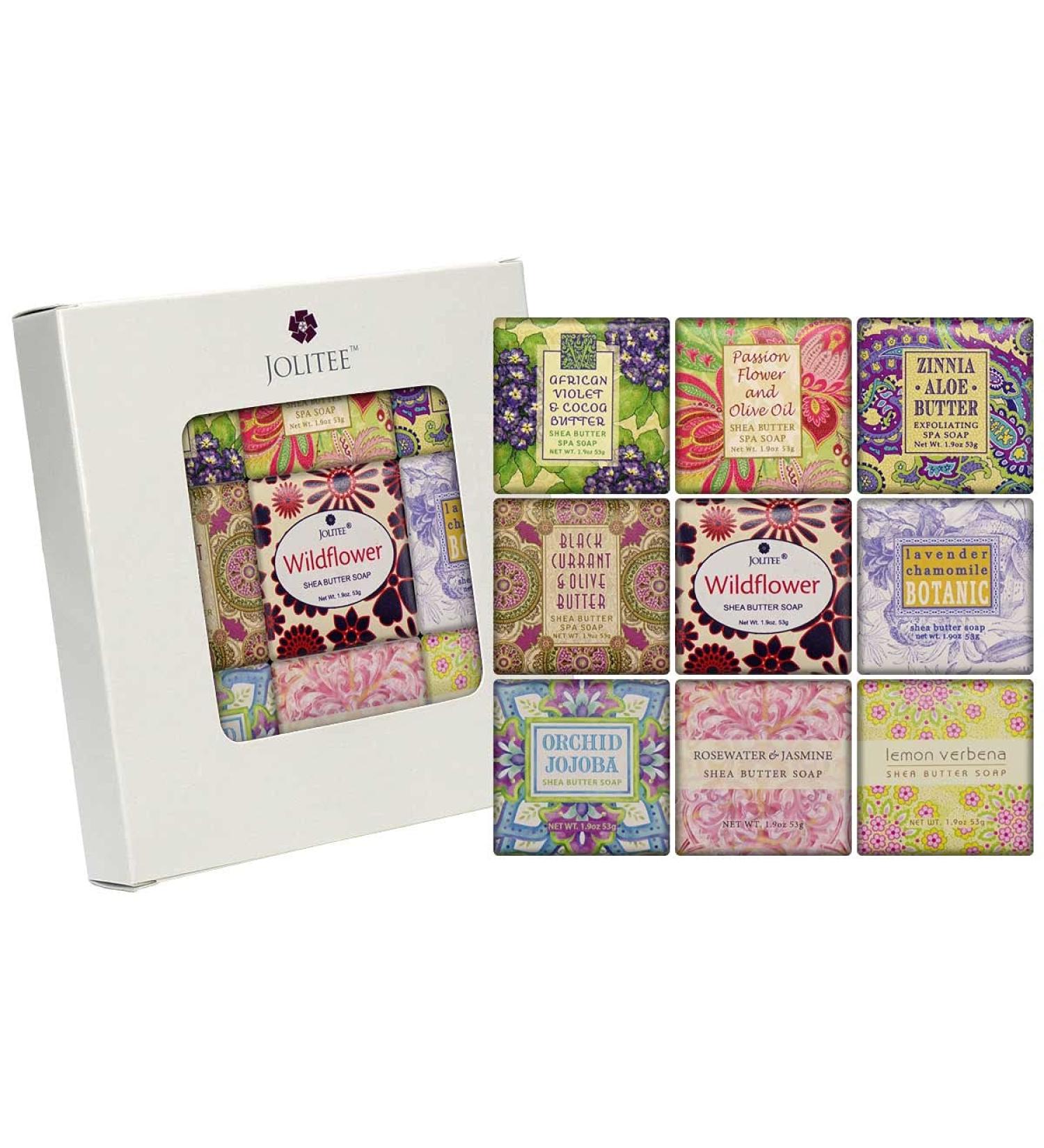 French Milled Botanical Soap Sampler Set of 9 | Natural Essential Oils & Shea Butter | Vegan Mini Soaps for Floral Lovers - Buy Online on GoSupps.com