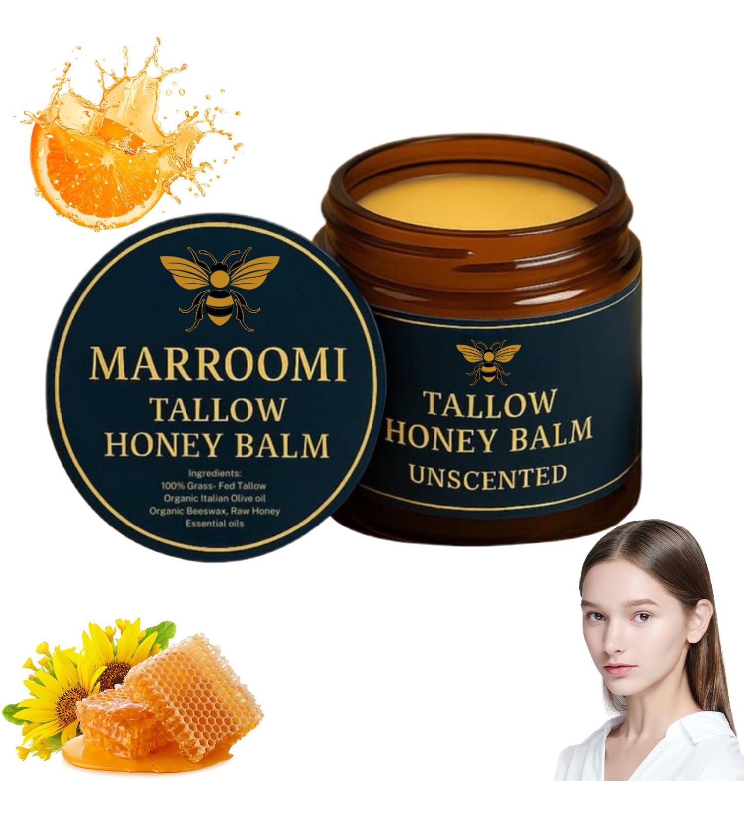 Marroomi Tallow Honey Balm Advanced Beef Tallow for Skin Marroomi Organic Grass-Fed Beef Tallow Balm With Raw Honey Natural Soothing Moisturizing Anti-Aging Suitable for All Skin Types (1 Bottle) - Buy Online on GoSupps.com