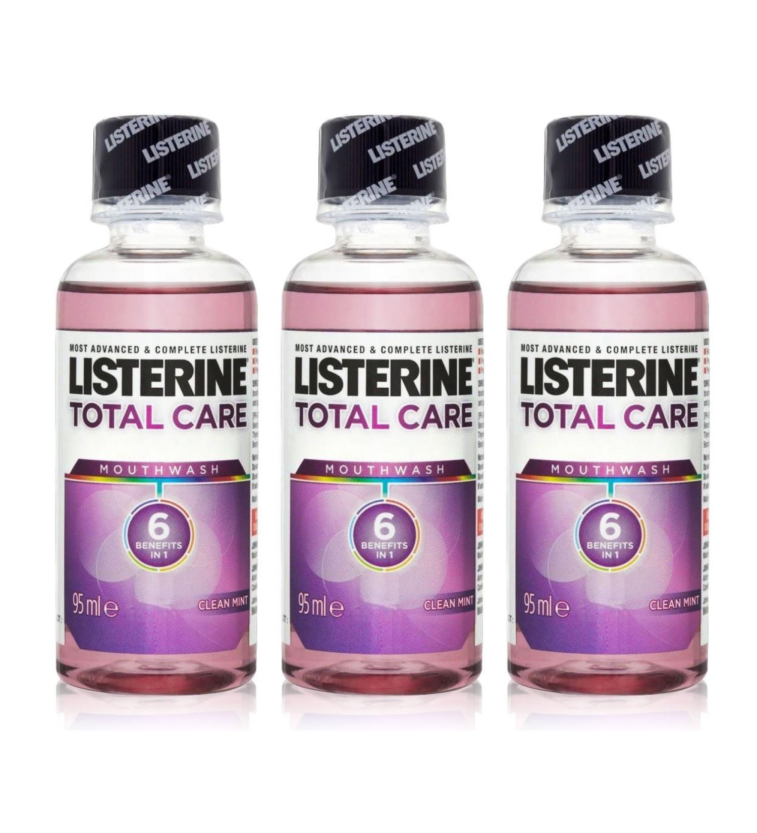 3X LISTERINE Total Care MOUTHWASH Clean Mint 6 Benefits in 1 95ML Travel Size