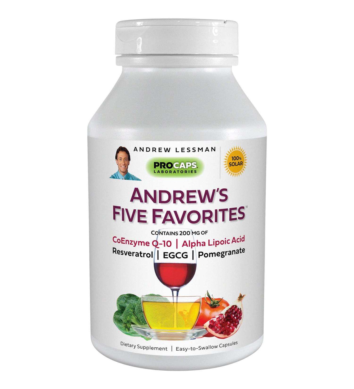 Andrew Lessman s Five Favorites - 30 Capsules of Coenzyme Q-10 Resveratrol EGCG Pomegranate & Alpha Lipoic Acid - Powerful Antioxidant Support 200mg Each No Additives - Shop Internationally - Buy Online on GoSupps.com
