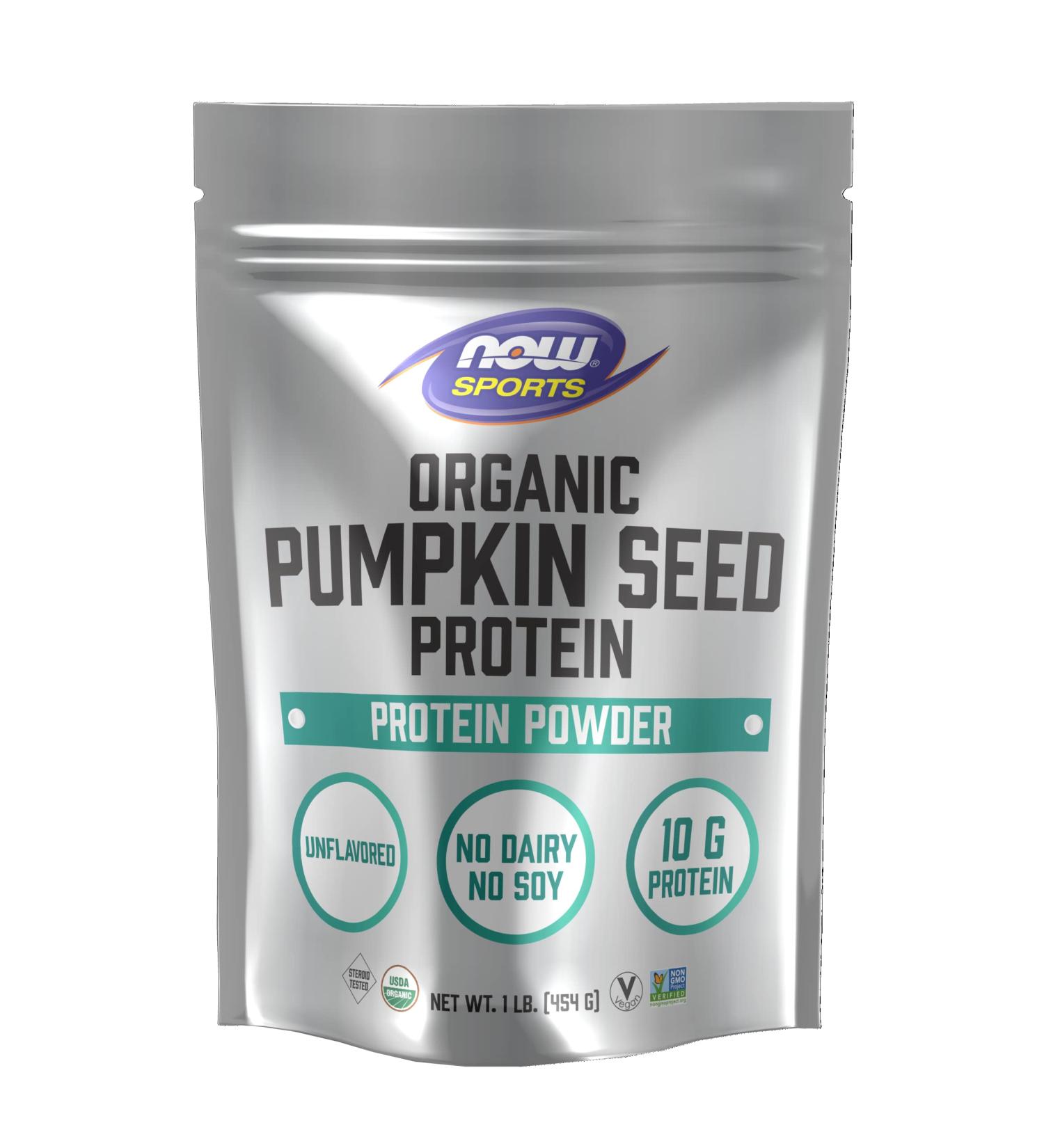 Now Foods Sports Organic Pumpkin Seed Protein Powder - Unflavored 1 lb | Natural Plant-Based Protein - Buy Online on GoSupps.com