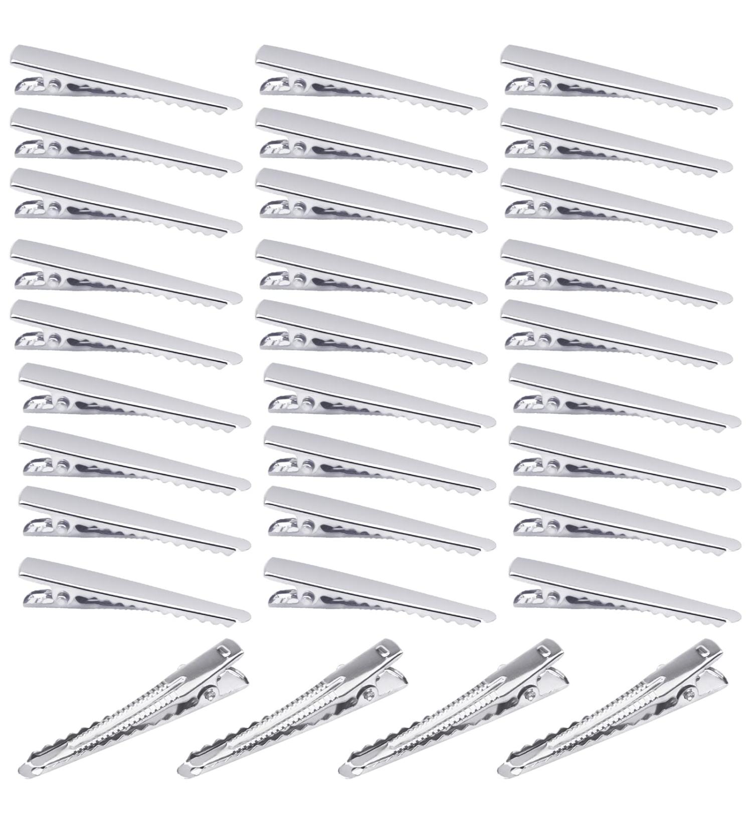 AvoDovA 100pcs Metal Crocodile Clips Hair 45mm/1.7inch Alligator Hair Clips Silver Styling Hair Clips Single Prong Teeth DIY Non-slip Hair Barrette for Women Girls Hairdressing DIY Hair Bows Making - Buy Online on GoSupps.com