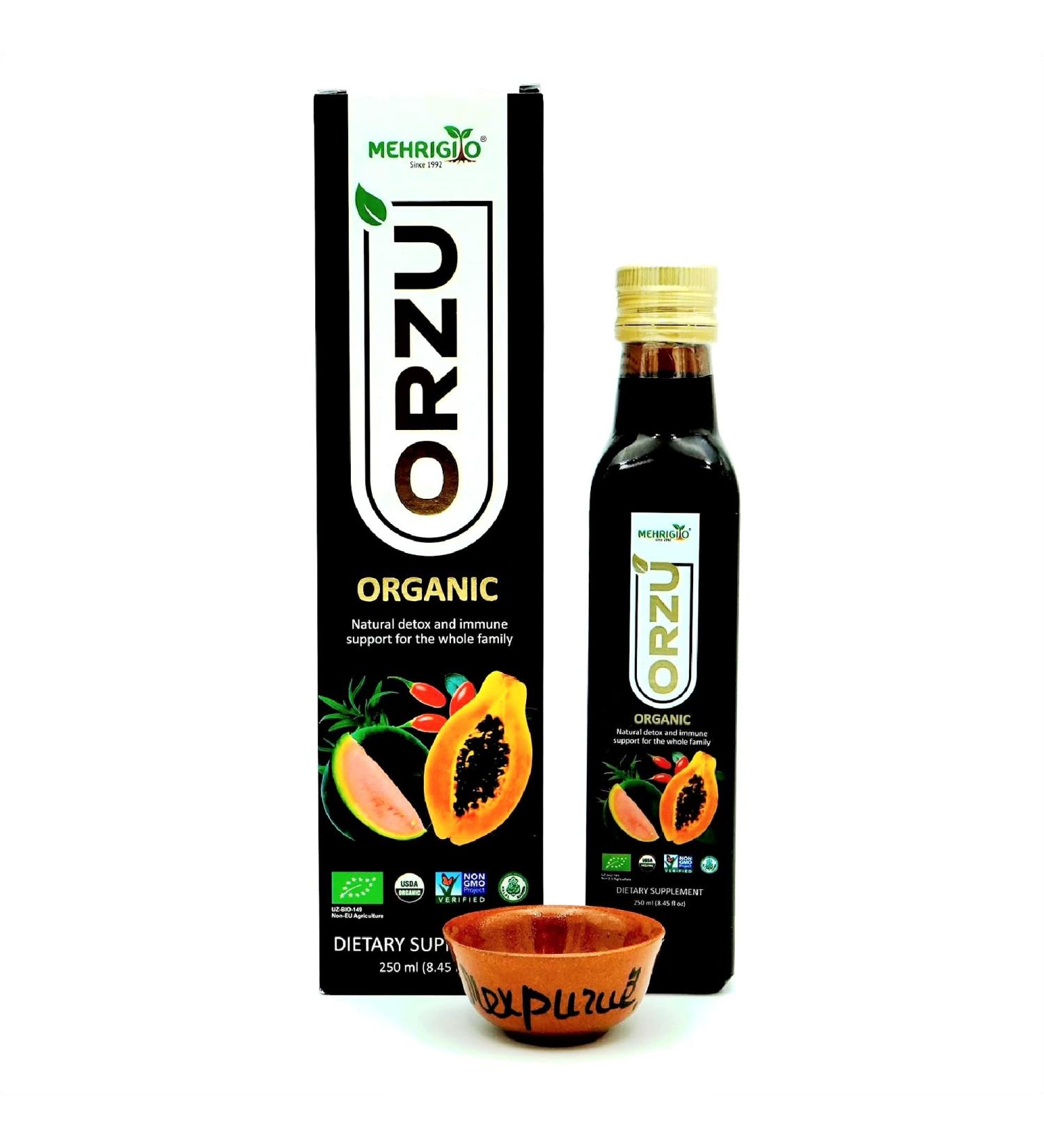 ORZU Organic Detox Cleanse & Immune Support Juice - Bitter Watermelon, Papaya, Pomegranate, Goji, Olive & Guava - Buy Online on GoSupps.com