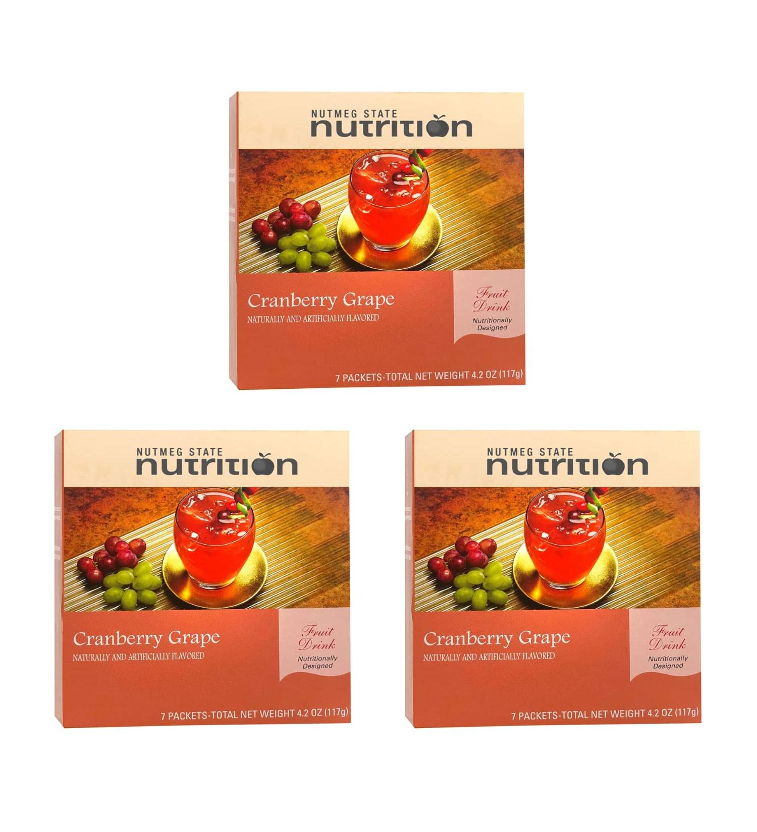 Nutmeg State Nutrition - Fruit Drink - High Protein Low Calorie Low Carb Low Sugar Fat Free Loaded with Vitamins 7 Servings Per Box (Cranberry Grape 3 Pack) - Buy Online on GoSupps.com