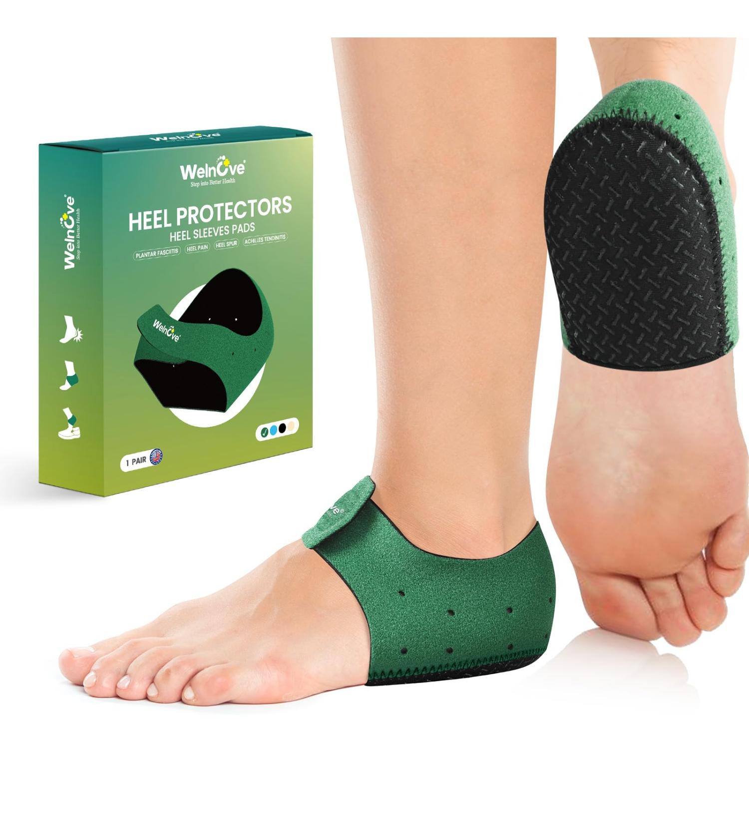 Plantar Fasciitis Heel Protector - Welnove Anti-Slip Heel Cups for Pain Relief | Men's & Women's Size L - Comfort & Support for Achilles Tendonitis & Cracked Heels - Buy Online on GoSupps.com