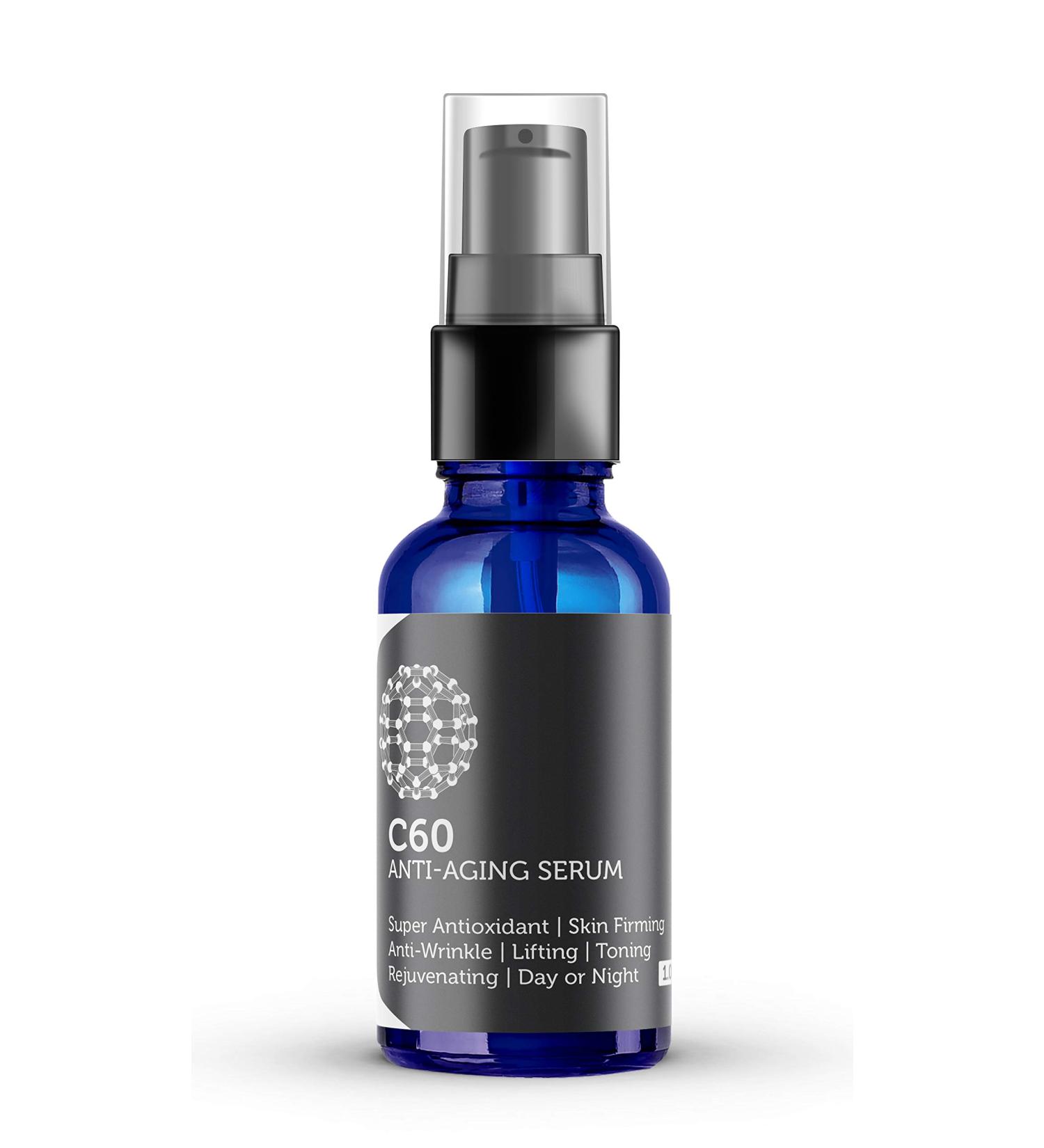 Organic Carbon 60 Anti-Aging Face Serum with Hyaluronic Acid, Plant Stem Cells, Peptides, Vitamins B + C - 30ml - For Men & Women - Buy Online on GoSupps.com
