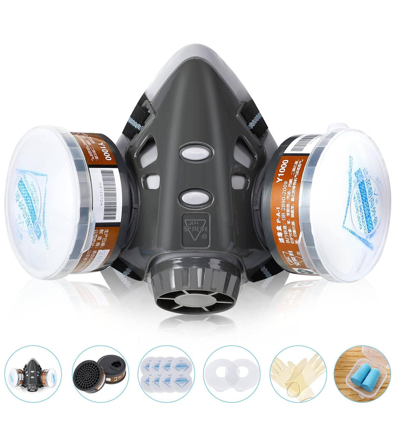 Reusable Face Cover with Filters Set - Active Carbon Respirator for Painting and Protection Against Gas, Dust, Vapors, and Fumes - Ideal for Painting, Staining, Car Spraying, Sanding, and Cutting - Buy Online on GoSupps.com