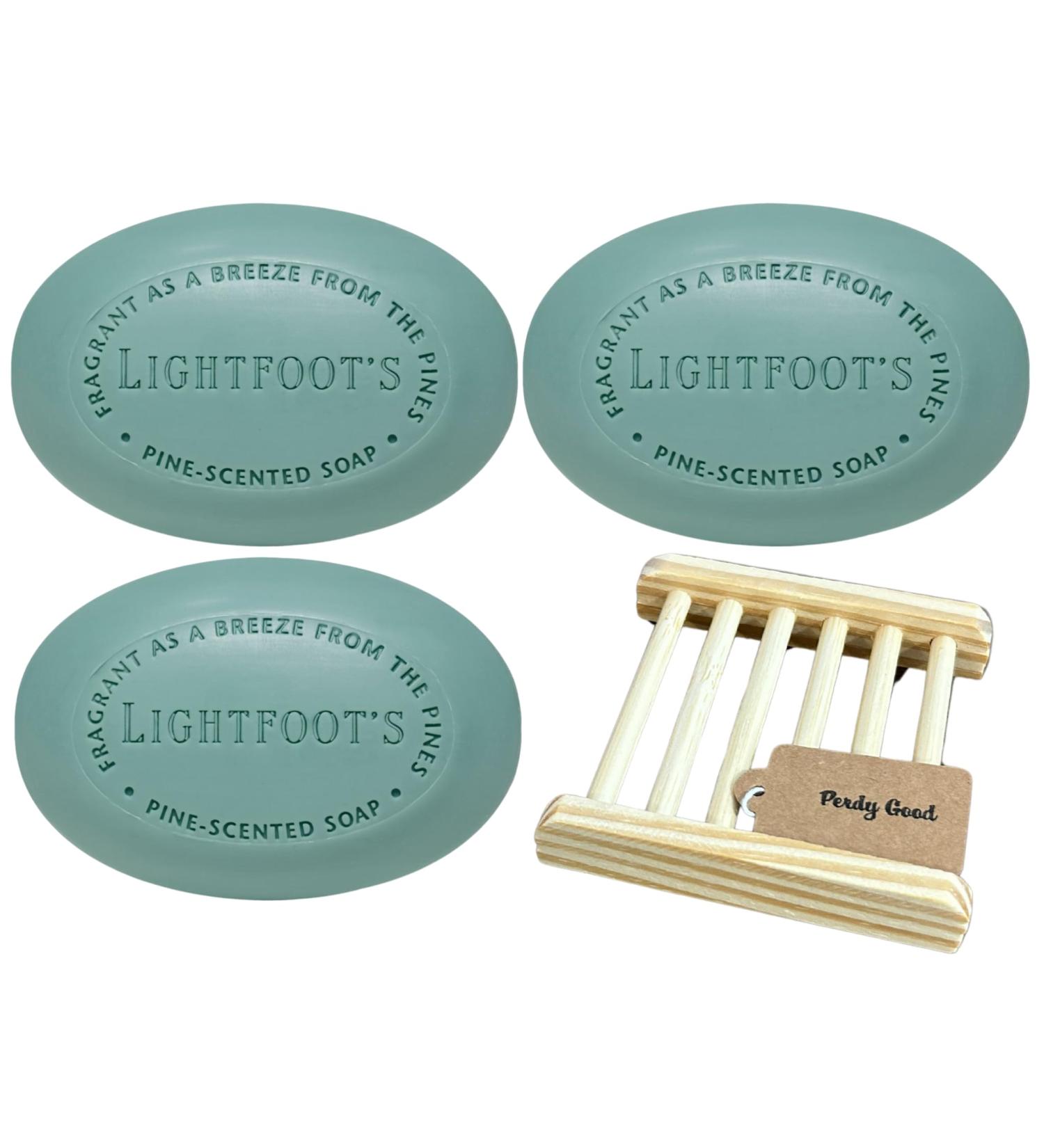 Lightfoot's Pine Soap for Men | All-Natural Pine Scented Body & Hand Soap Set (3 Bars) with Soap Holder | Perfect Athletic Soap - Buy Online on GoSupps.com