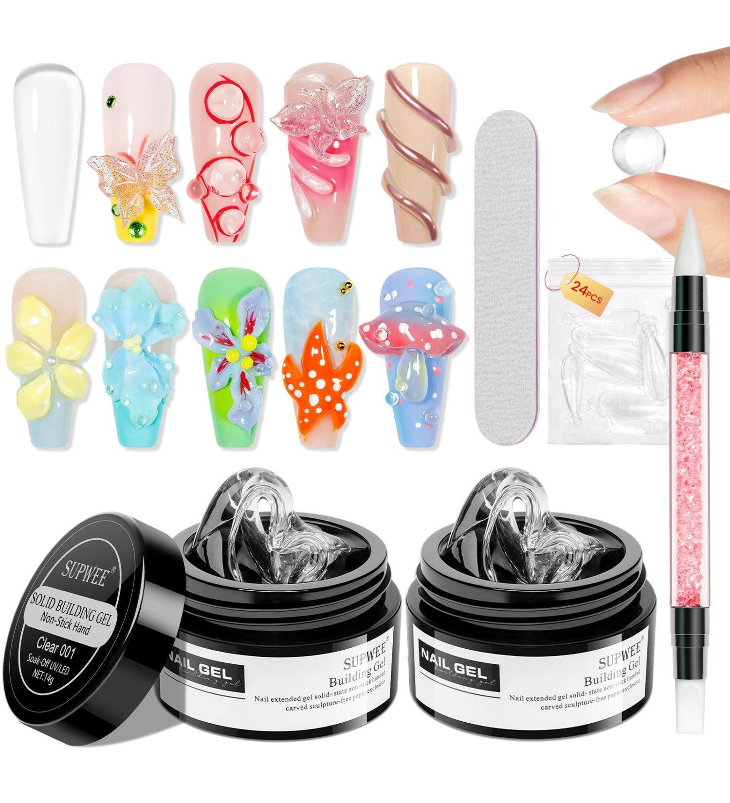  SUPWEE Multifunctional Solid Nail Gel Transparent 3D Nail Art Gel Non-Stick Embossed Nail Designs 14g - Buy Online on GoSupps.com
